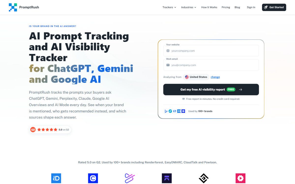 PromptRush homepage