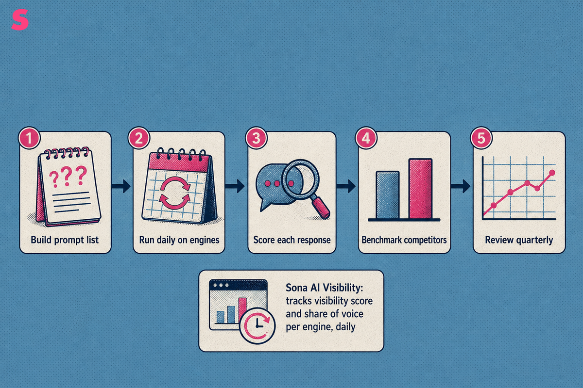 How do you measure LLM visibility with prompts, response samples and competitor benchmarks?