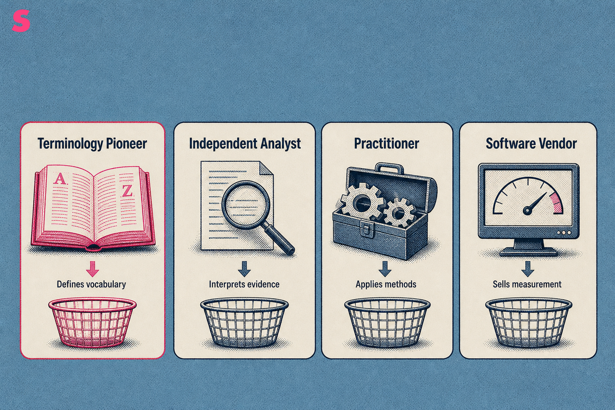 What separates a terminology pioneer, an independent analyst, a practitioner and a software vendor?