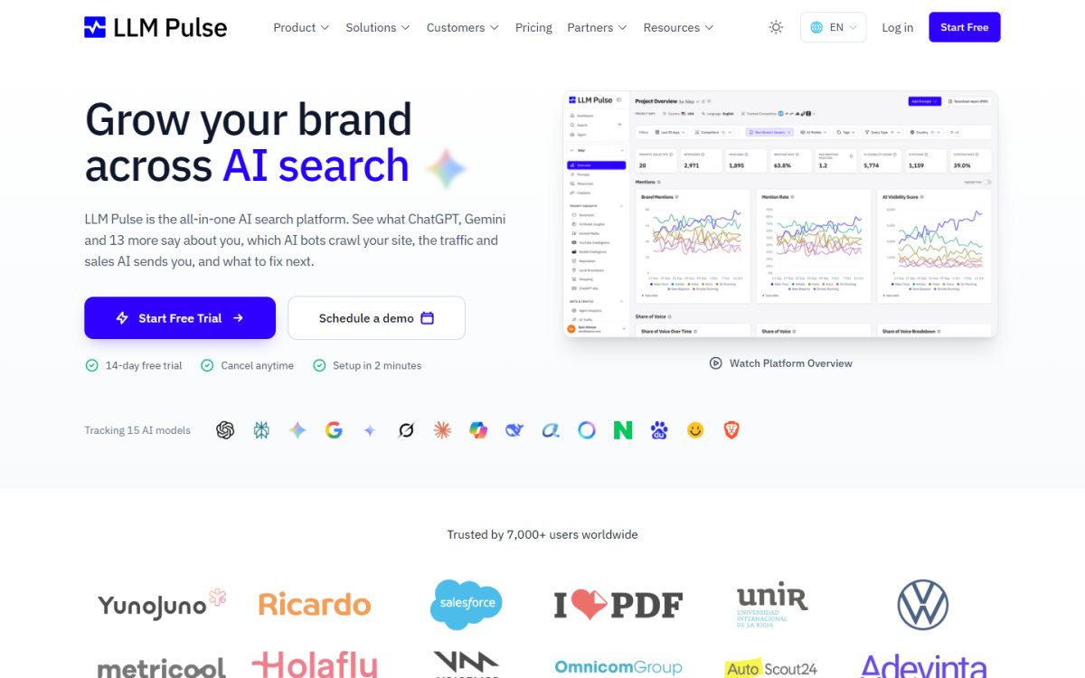 LLM Pulse homepage