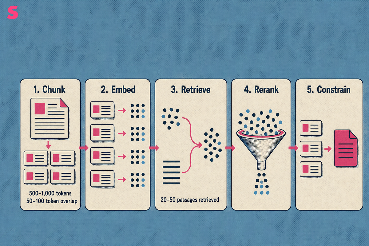 How should you chunk, embed and retrieve passages so answers stay accurate?