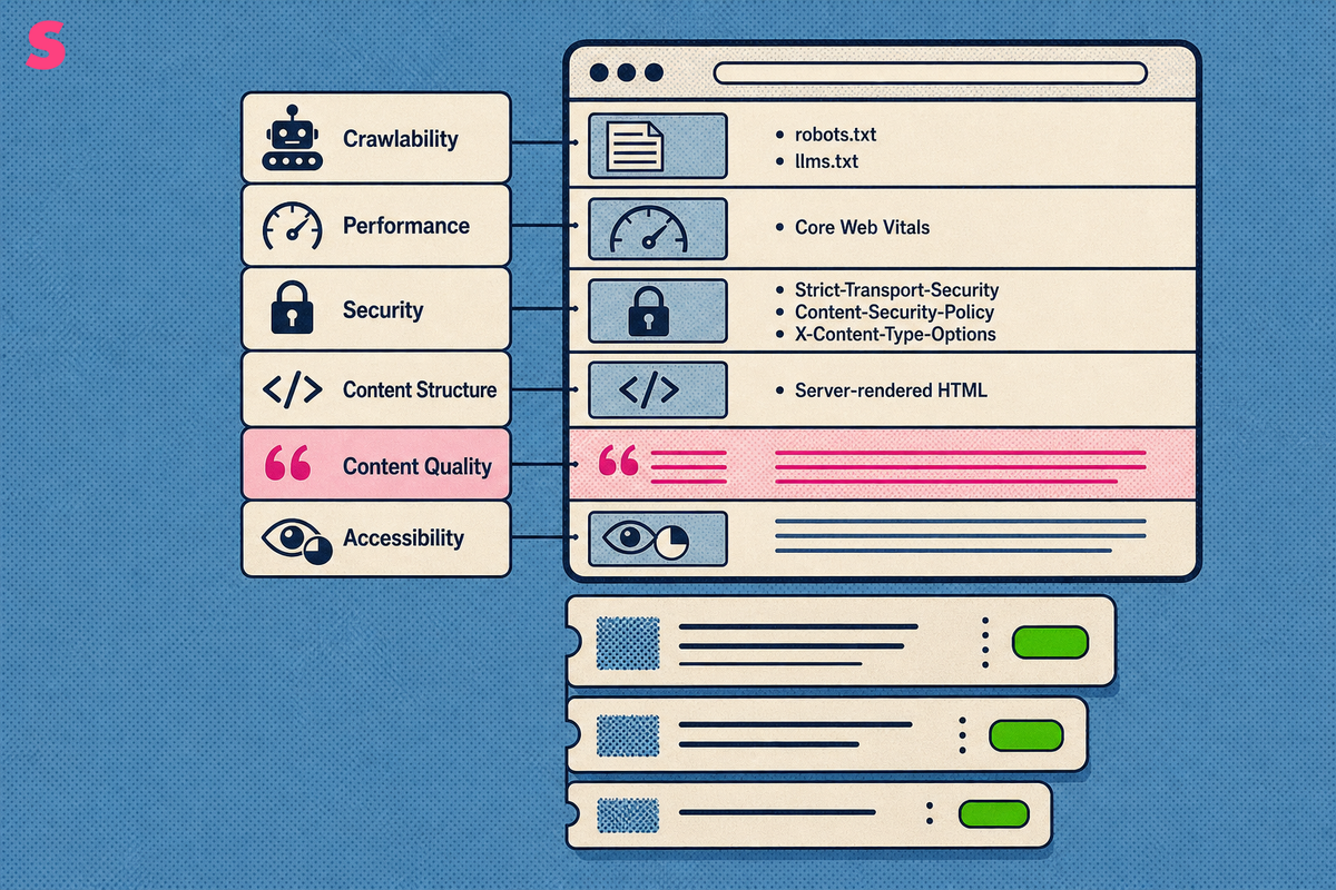 What does an AEO tool check on the page before visibility can improve?