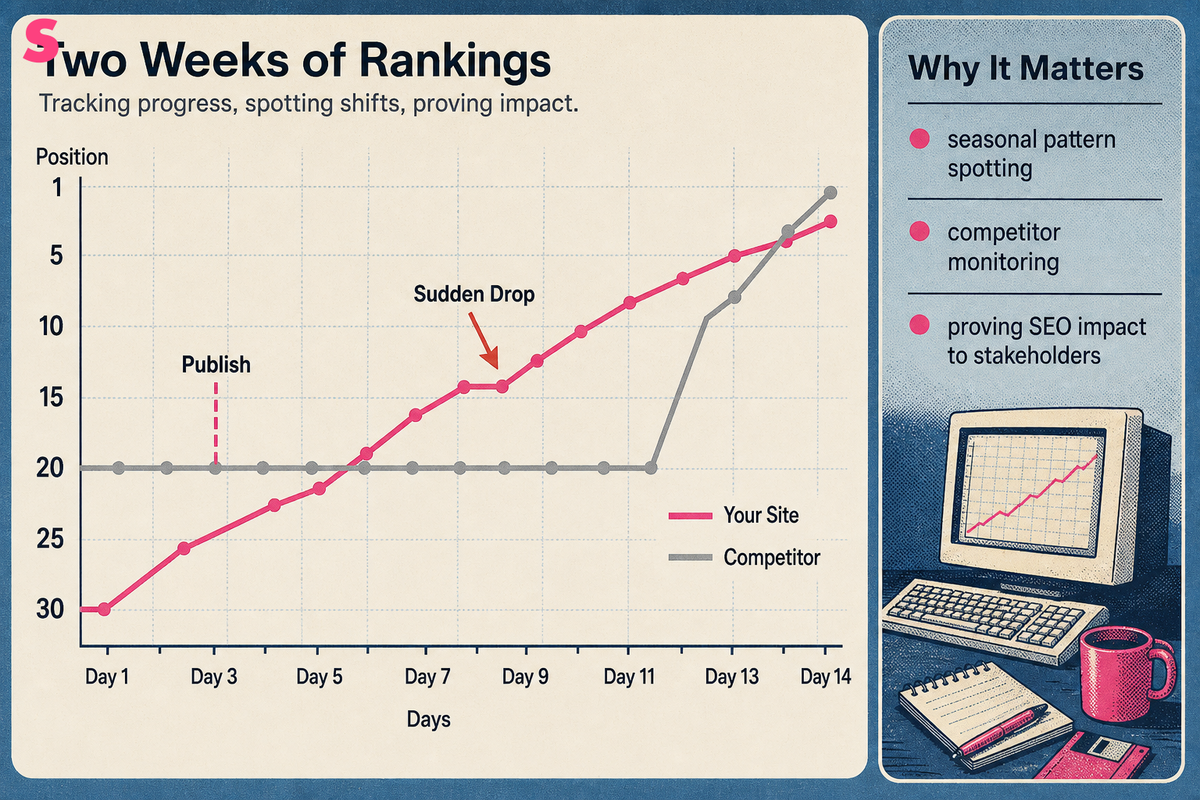 How does SERP position tracking over time help your strategy?