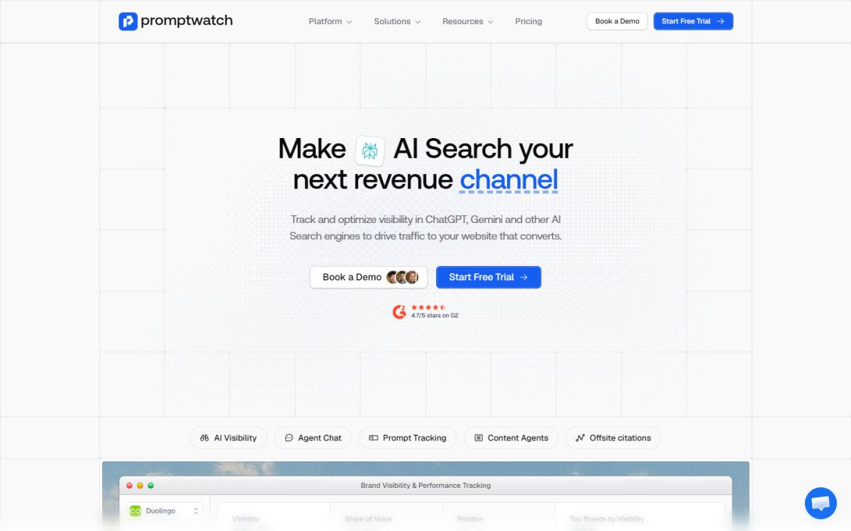 PromptWatch homepage