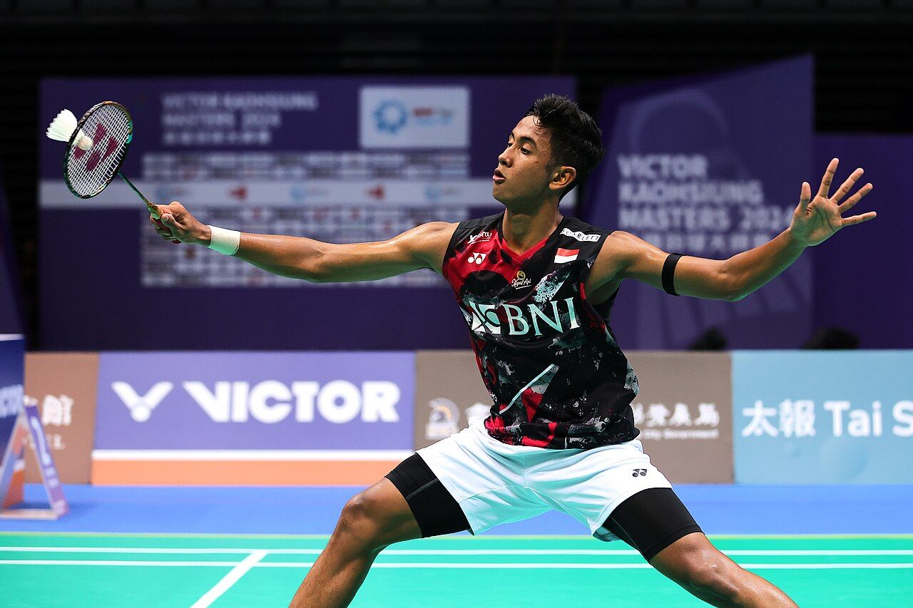 Alwi Farhan playing badminton at the Kaohsiung Masters