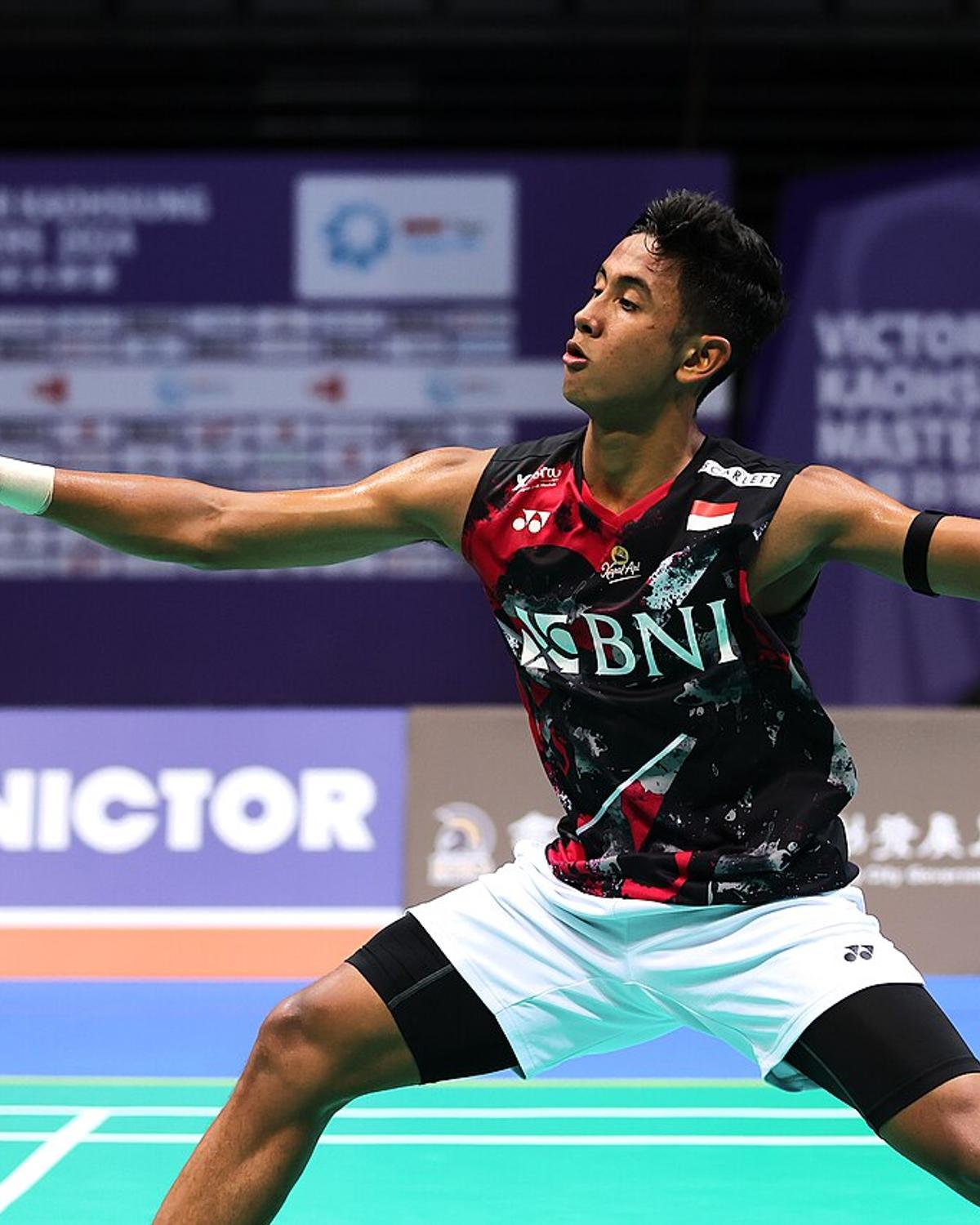 Alwi Farhan playing badminton at the Kaohsiung Masters