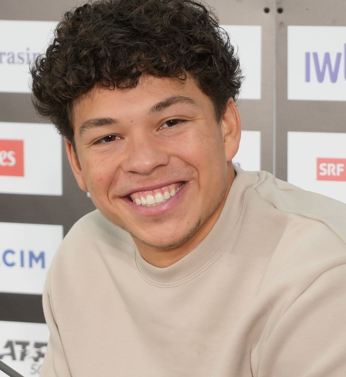 Ben Shelton at a media conference, Swiss Indoors Basel 2025