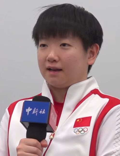 Sun Yingsha giving an interview during the Paris 2024 Olympic Games