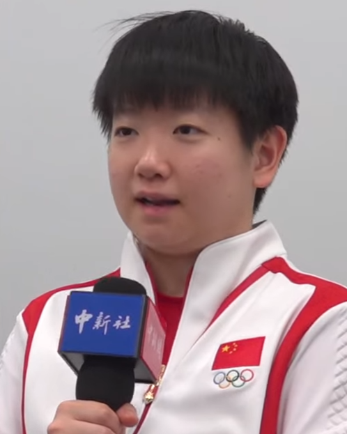 Sun Yingsha giving an interview during the Paris 2024 Olympic Games