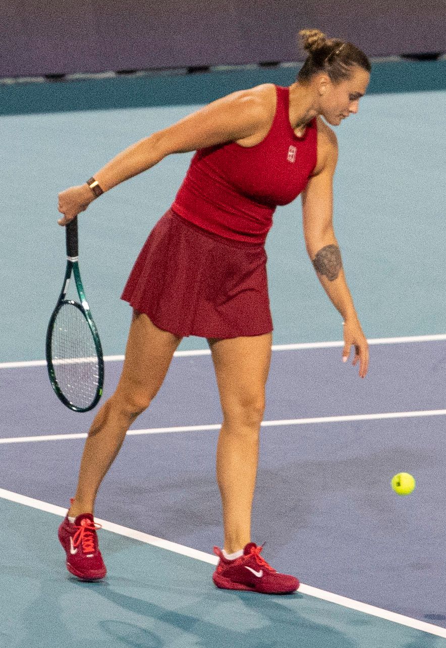 Aryna Sabalenka on court at the 2025 Miami Open