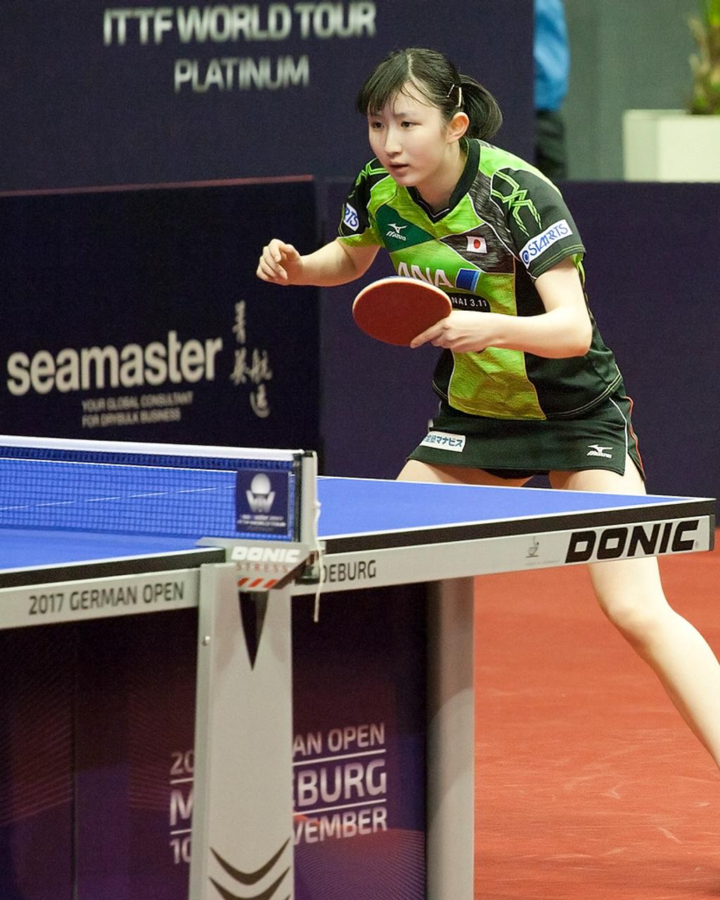 Hina Hayata at the table at the 2017 German Open