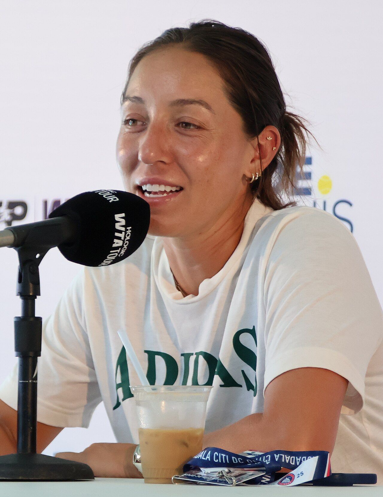 Jessica Pegula at a press conference, 2025 DC Open