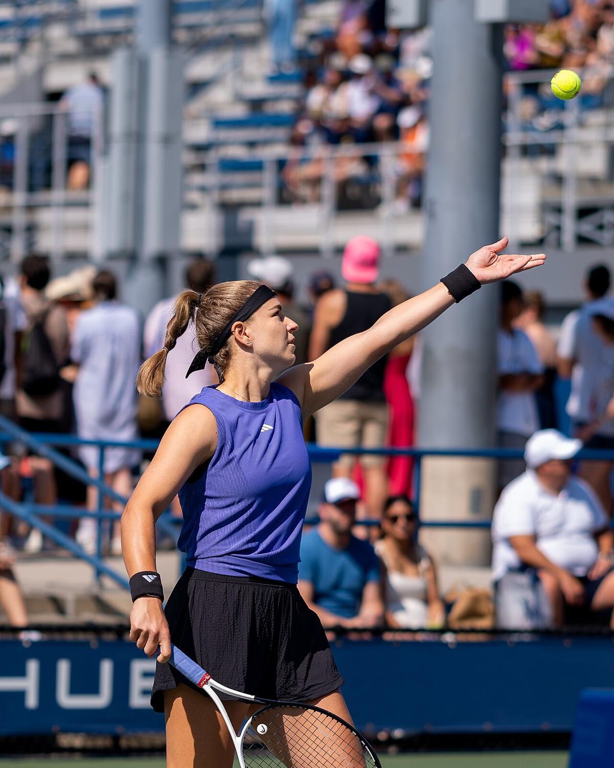 Karolína Muchová serving at the US Open, 2024