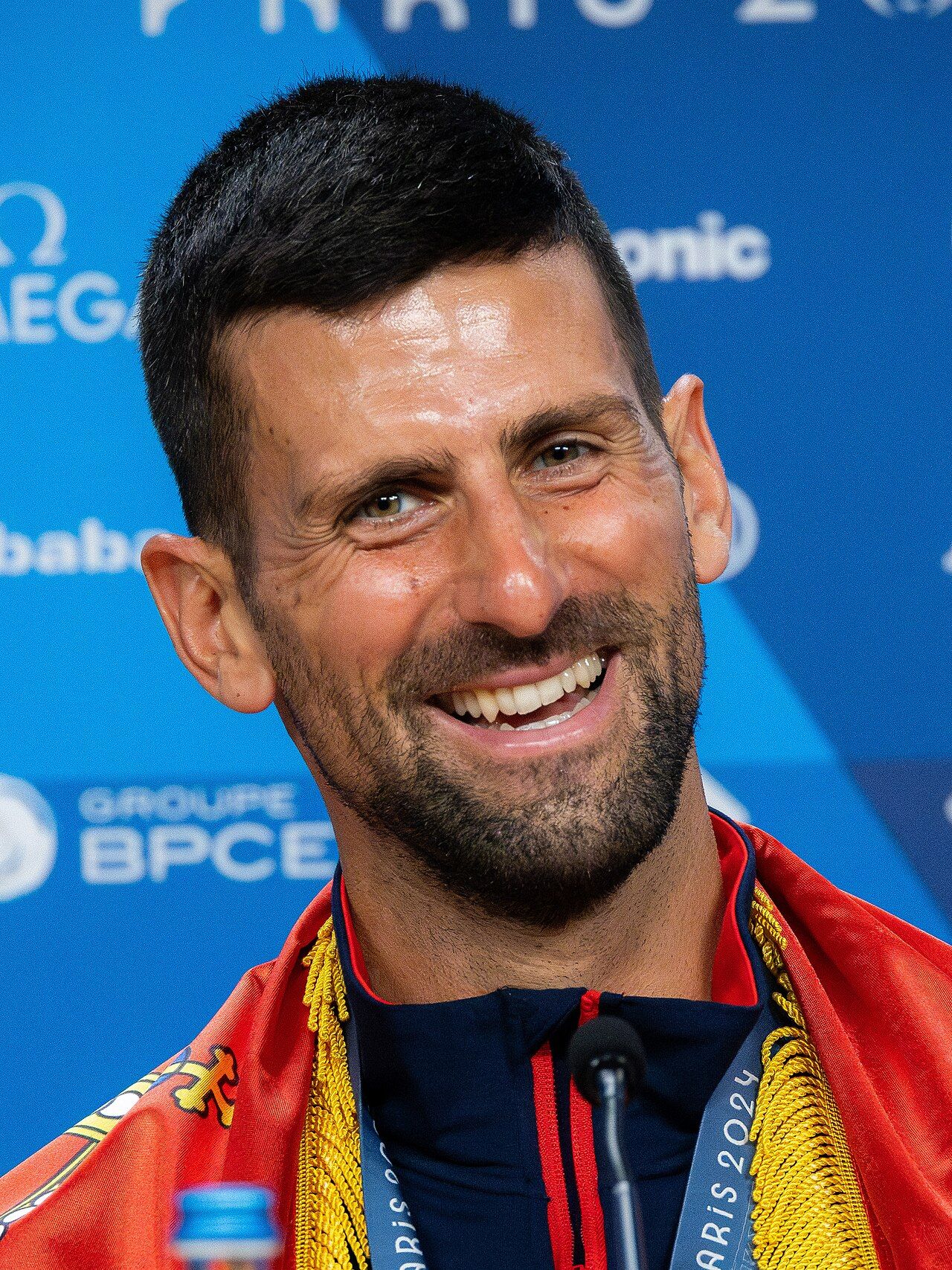 Novak Djokovic at a press conference at the Paris 2024 Olympic Games
