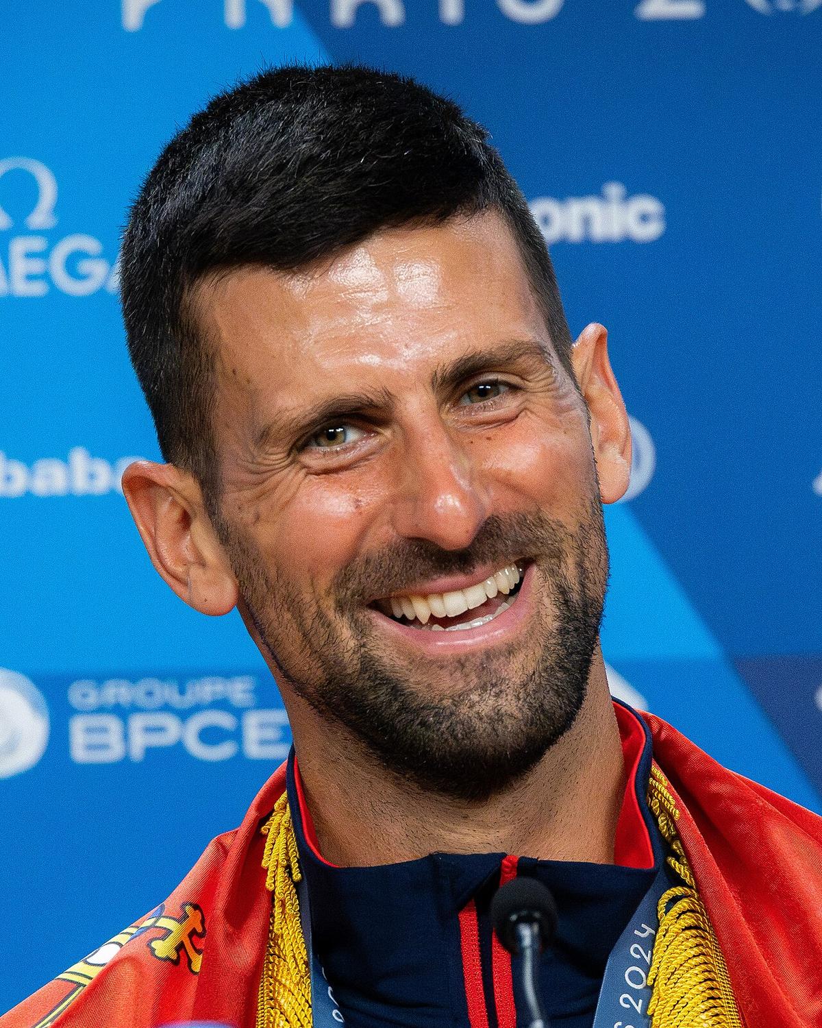 Novak Djokovic at a press conference at the Paris 2024 Olympic Games
