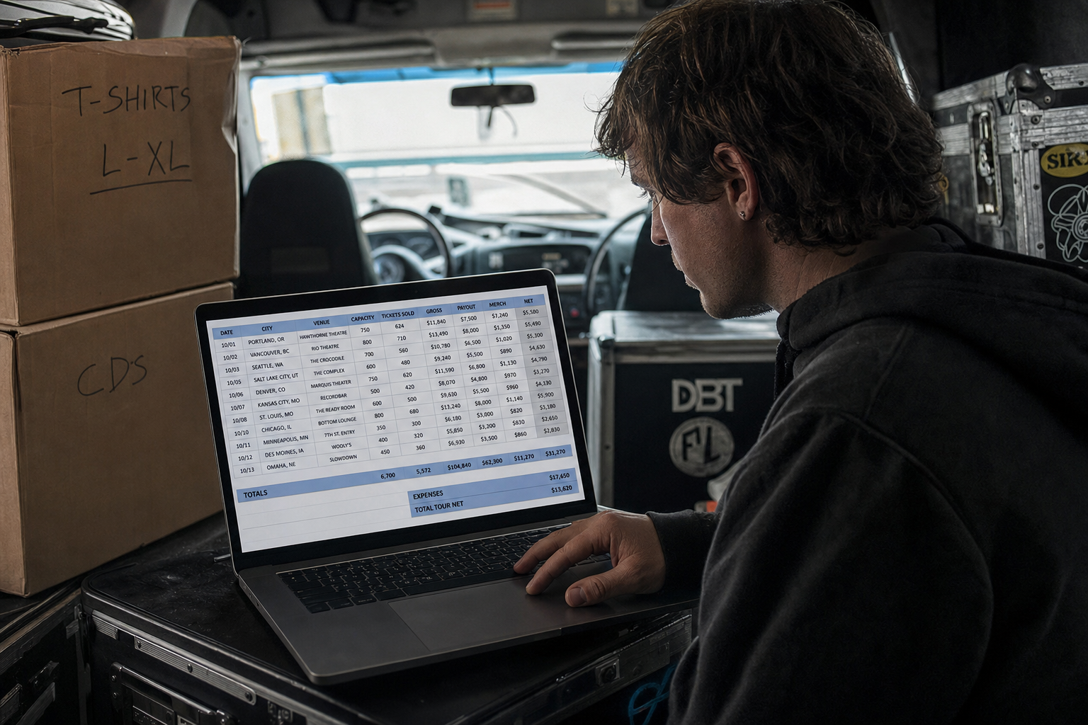 The live show profit margin: Touring logistics and merch math for emerging acts