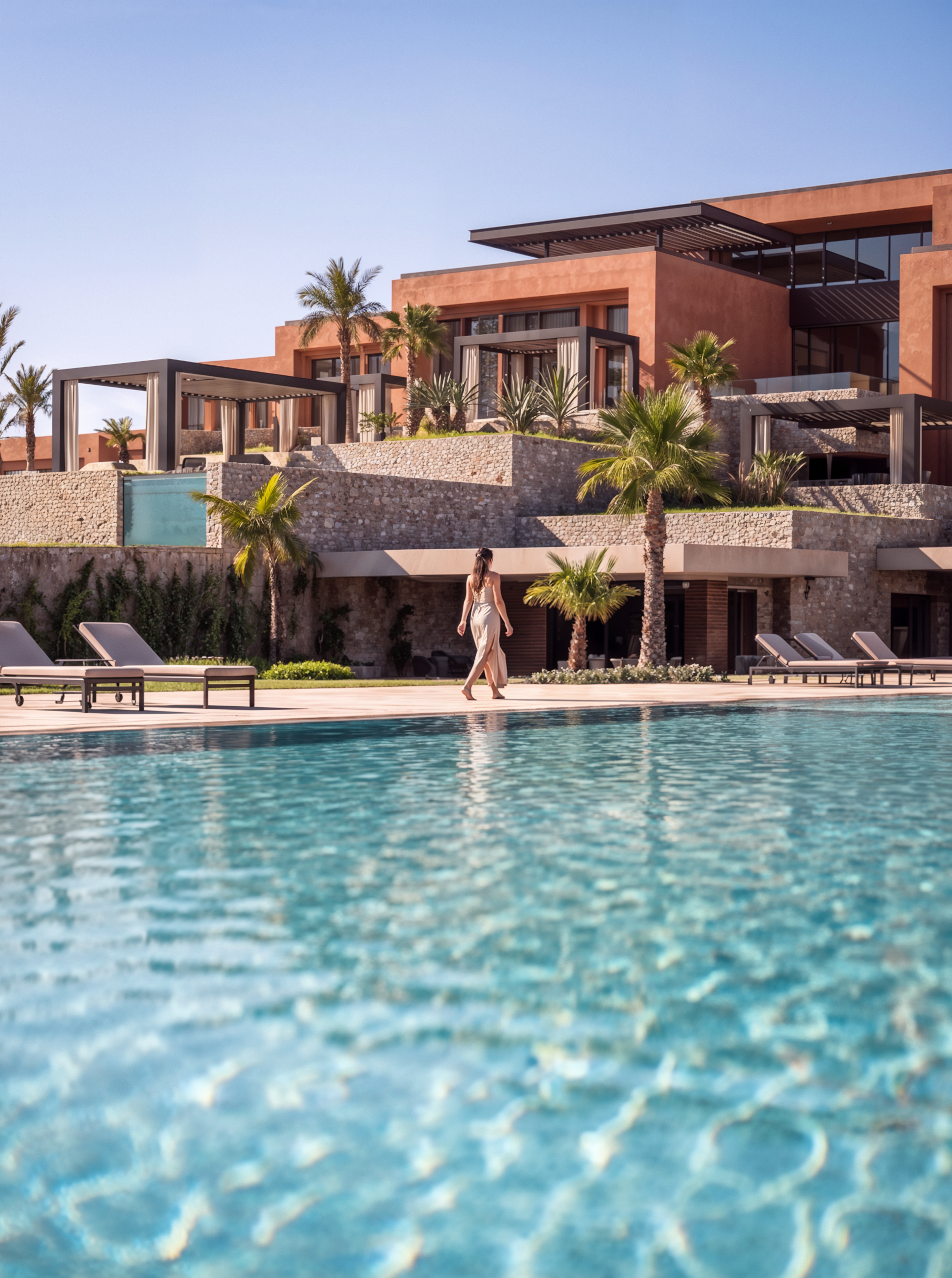 Swimmer in the main pool at Assoufid Golf Club