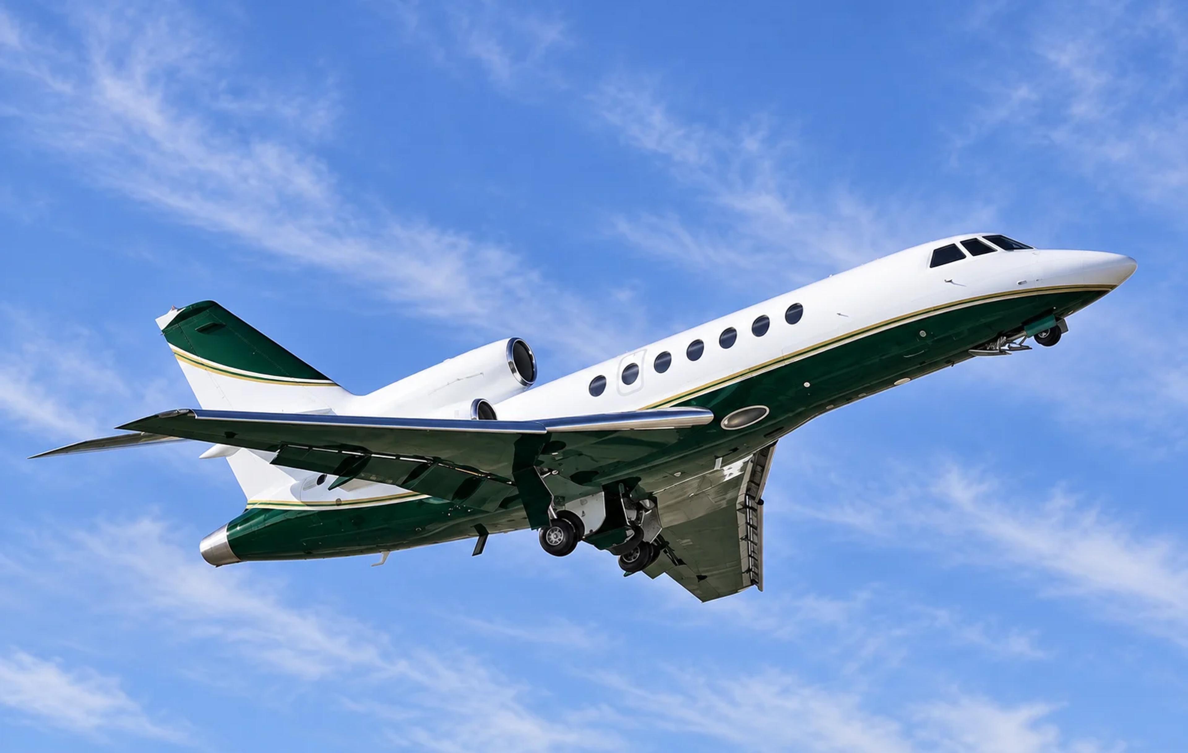 Falcon 50-4 conversion, AI-edited livery and setting based on an exact-model reference.