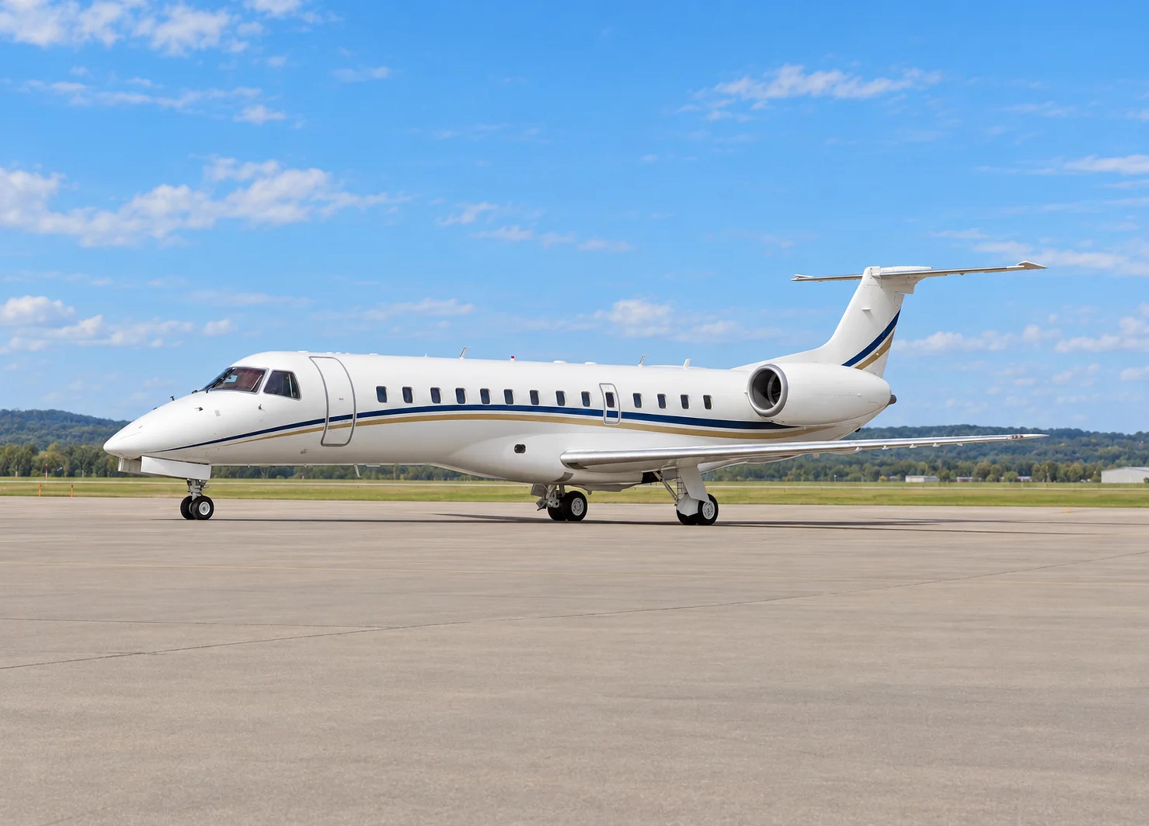 Embraer Legacy Shuttle, AI-edited livery and setting based on the 37-seat shuttle airframe; aircraft geometry preserved.