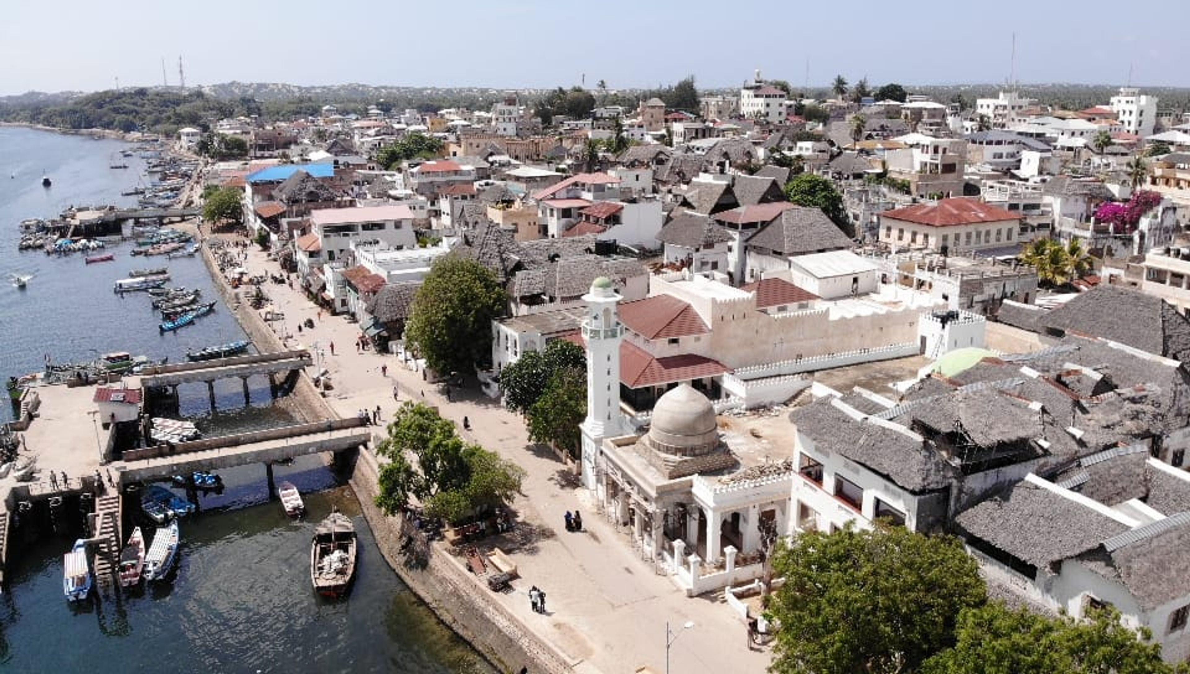 Lamu's waterfront and Old Town.