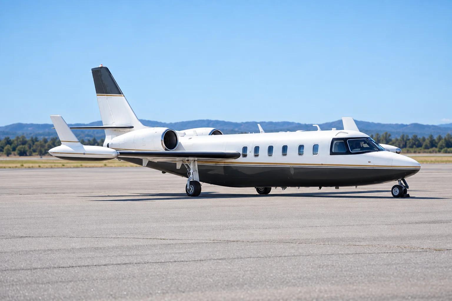 IAI 1124A Westwind II; AI-edited livery and background.