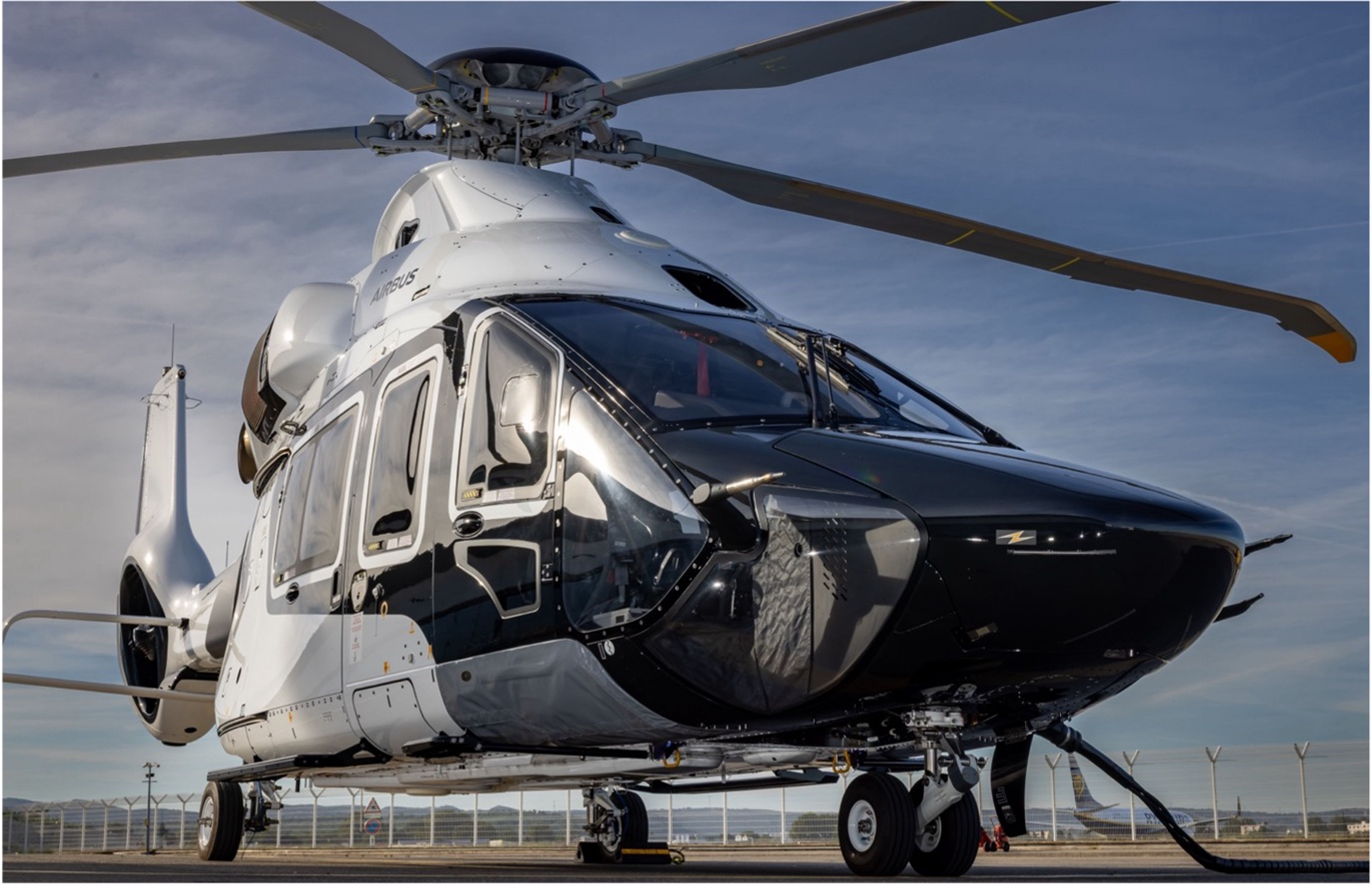 Front view of a helicopter in the image accompanying GDHF’s financing announcement.