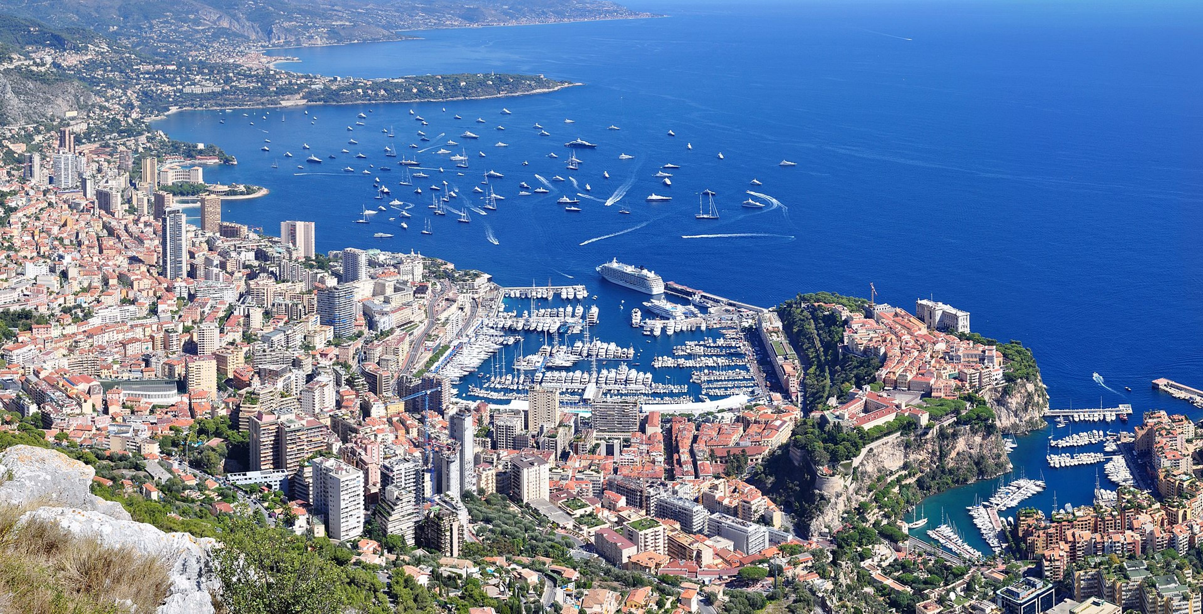 Monaco's harbour and coastal cityscape.