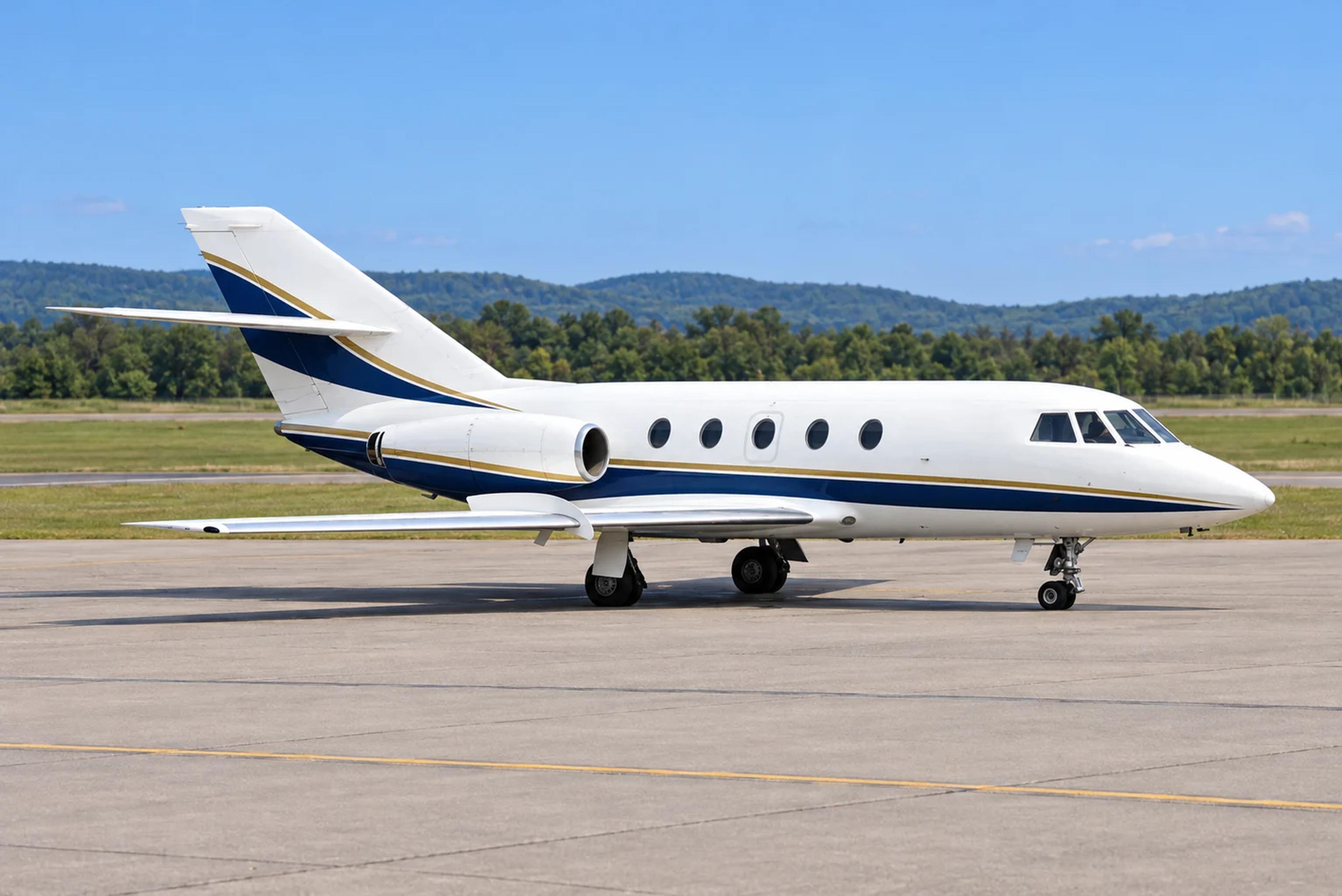 Falcon 20F, AI-edited livery and setting based on an exact-model reference.