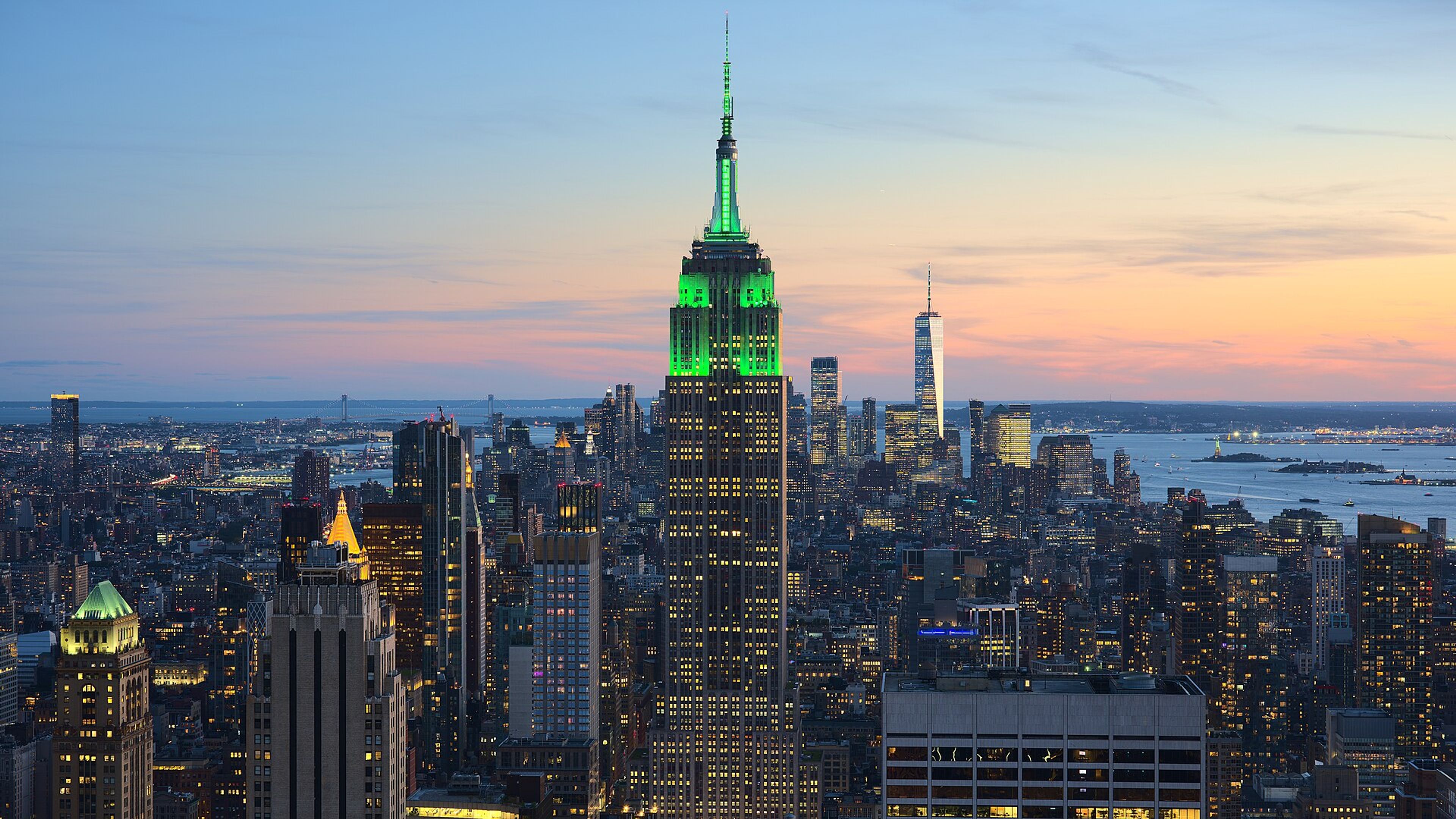 The Empire State Building and New York City skyline.