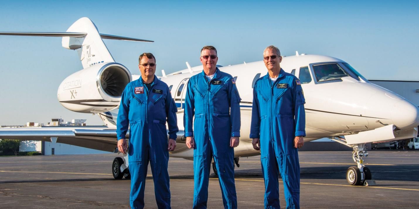Cessna Citation X+ with its record-flight crew