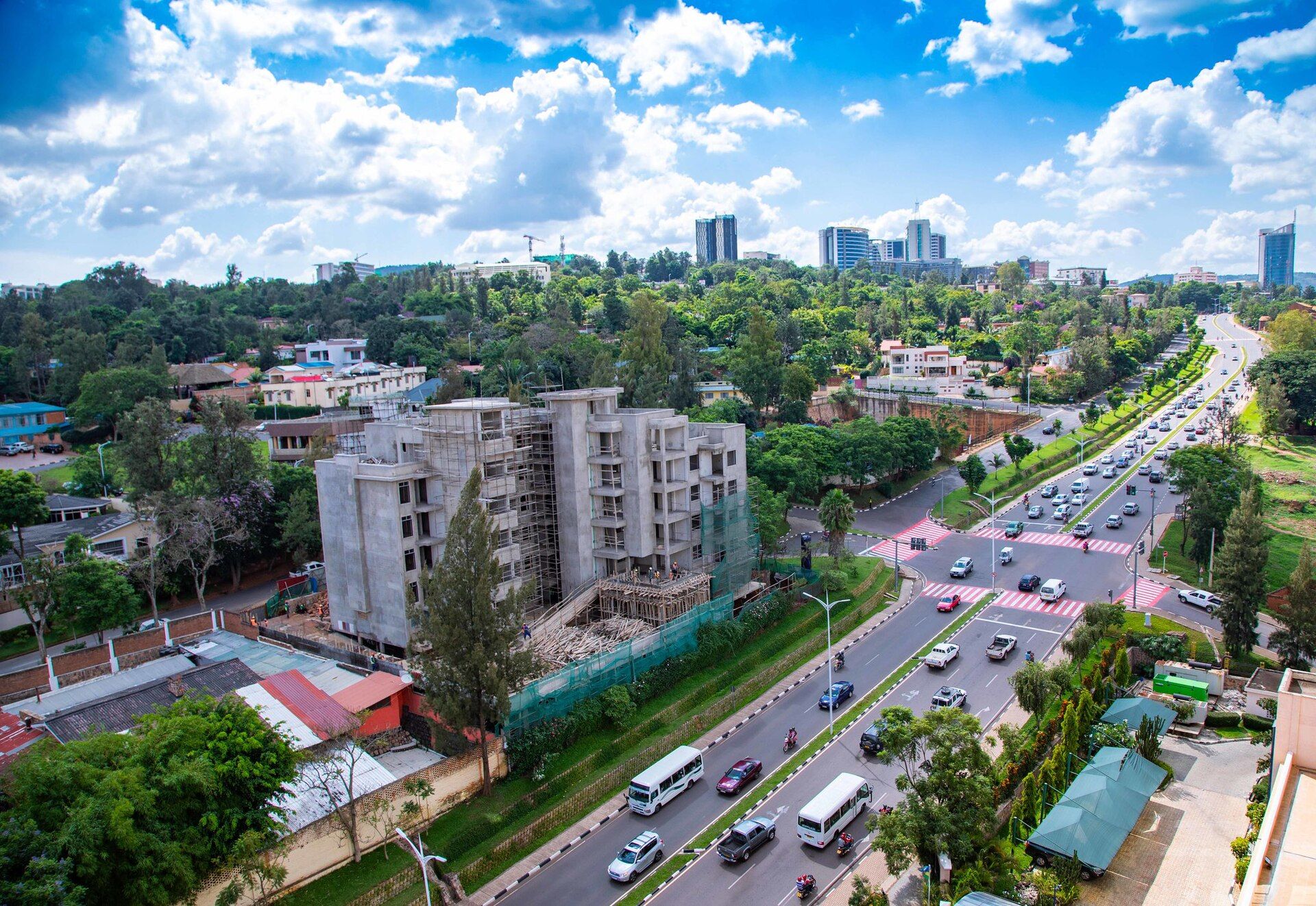 Kigali's hillside cityscape.
