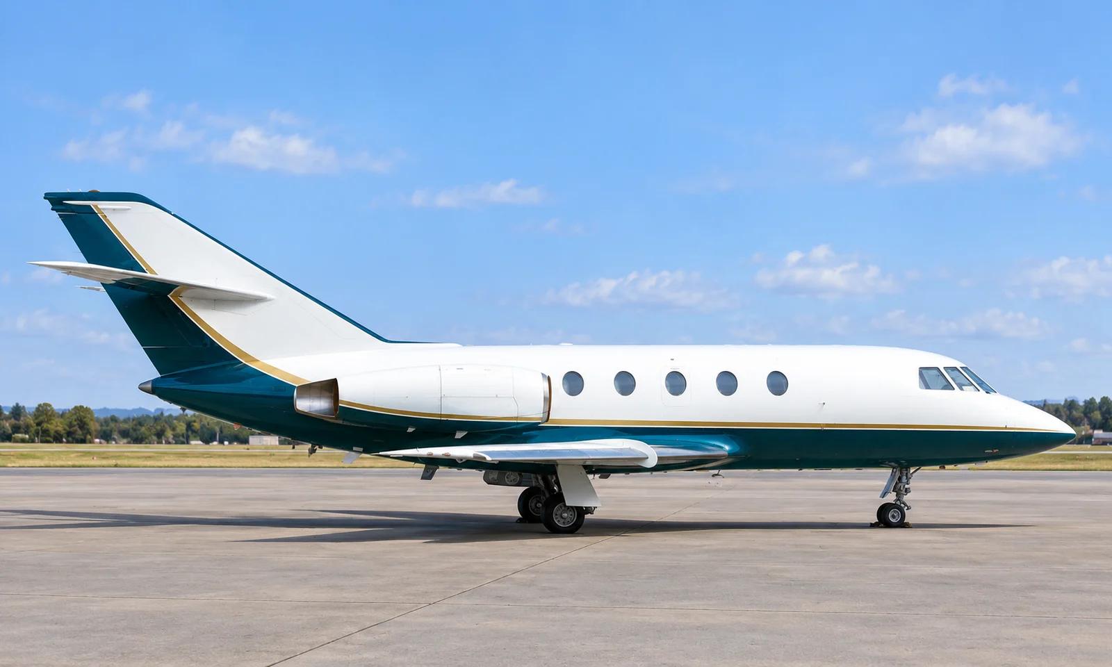 Falcon 20C-5, AI-edited livery and setting based on an exact-model reference.