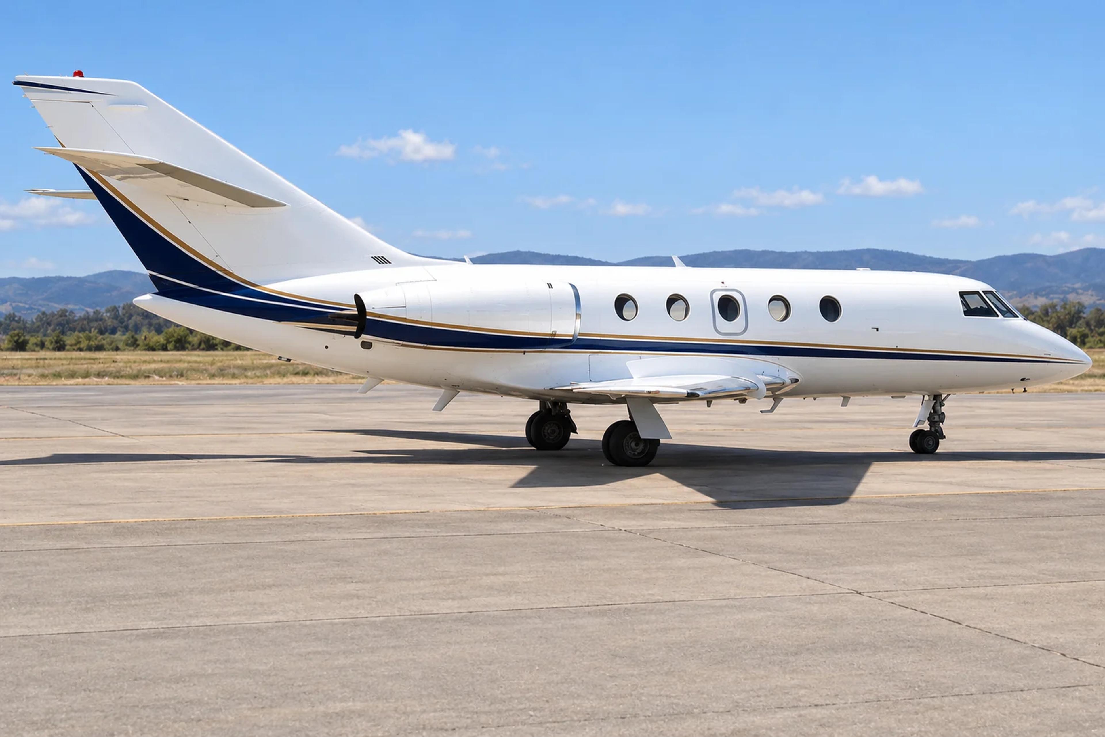 Falcon 20D-5, AI-edited livery and setting based on an exact-model reference.