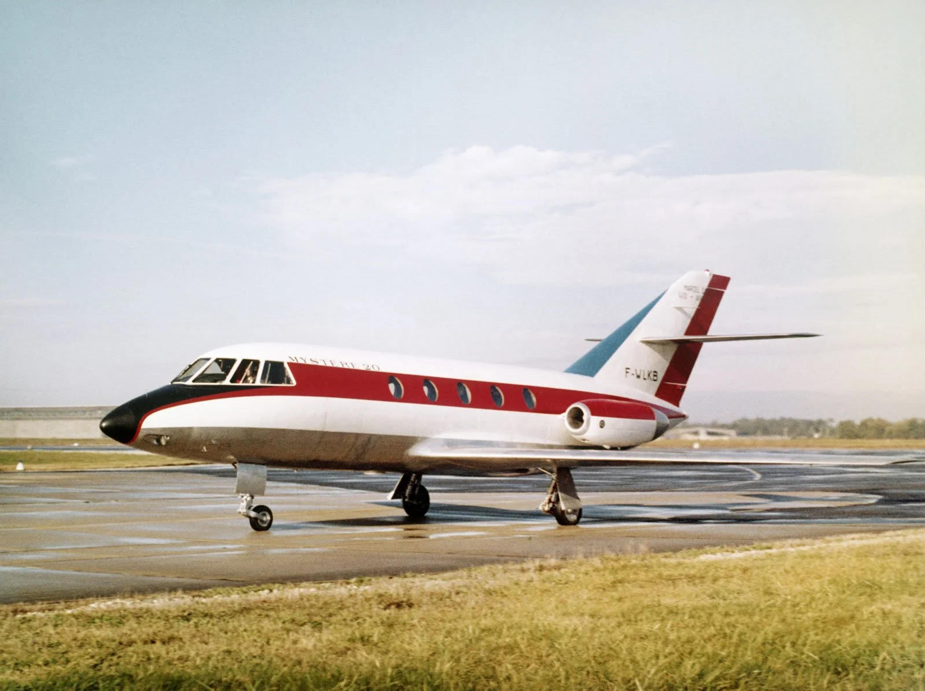 The original Mystère 20 prototype; early prototype engines and details differ from production Falcon 20 aircraft.