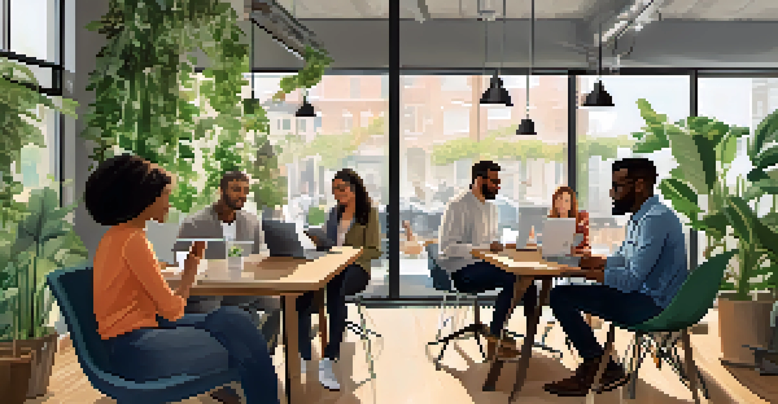 A diverse group of entrepreneurs working together in a modern office space in Seattle.