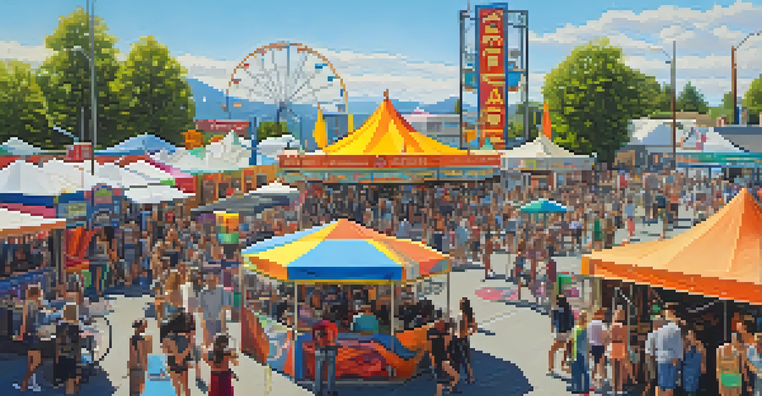 The Fremont Fair featuring local artists and musicians, with colorful tents and lively performances.