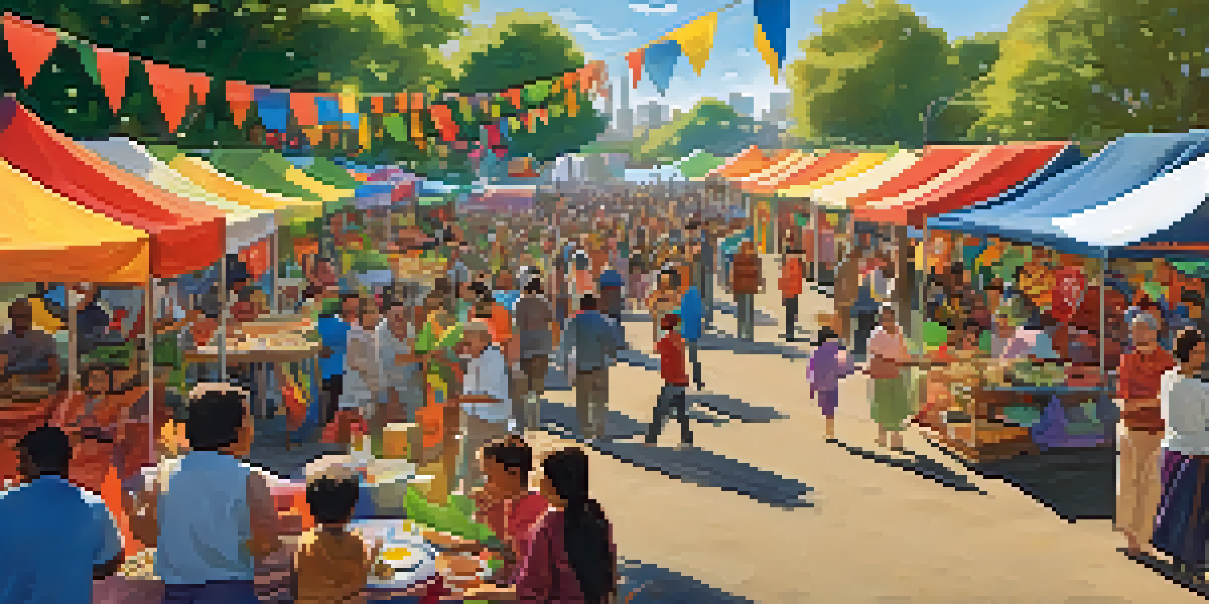 An outdoor cultural fair in Seattle with diverse booths and people celebrating, under a clear blue sky.