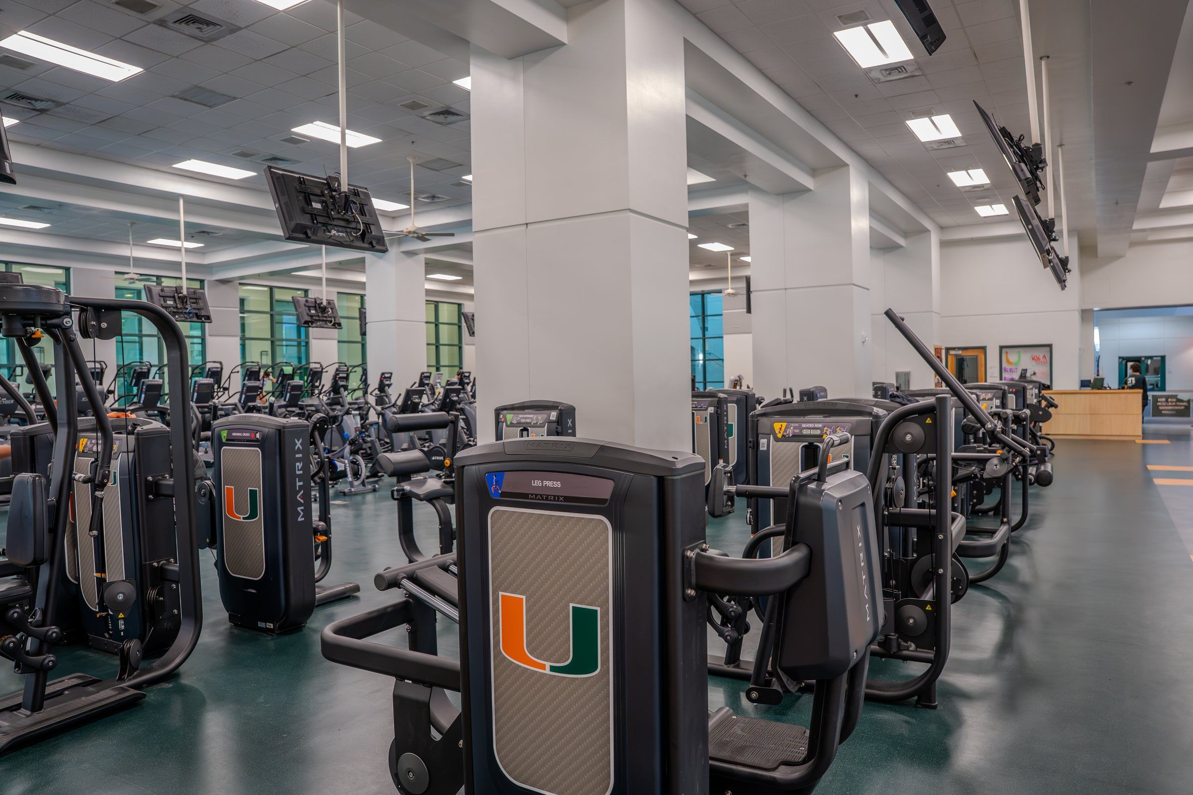 Gym floor with exercise machines at the University of Miami wellness centre