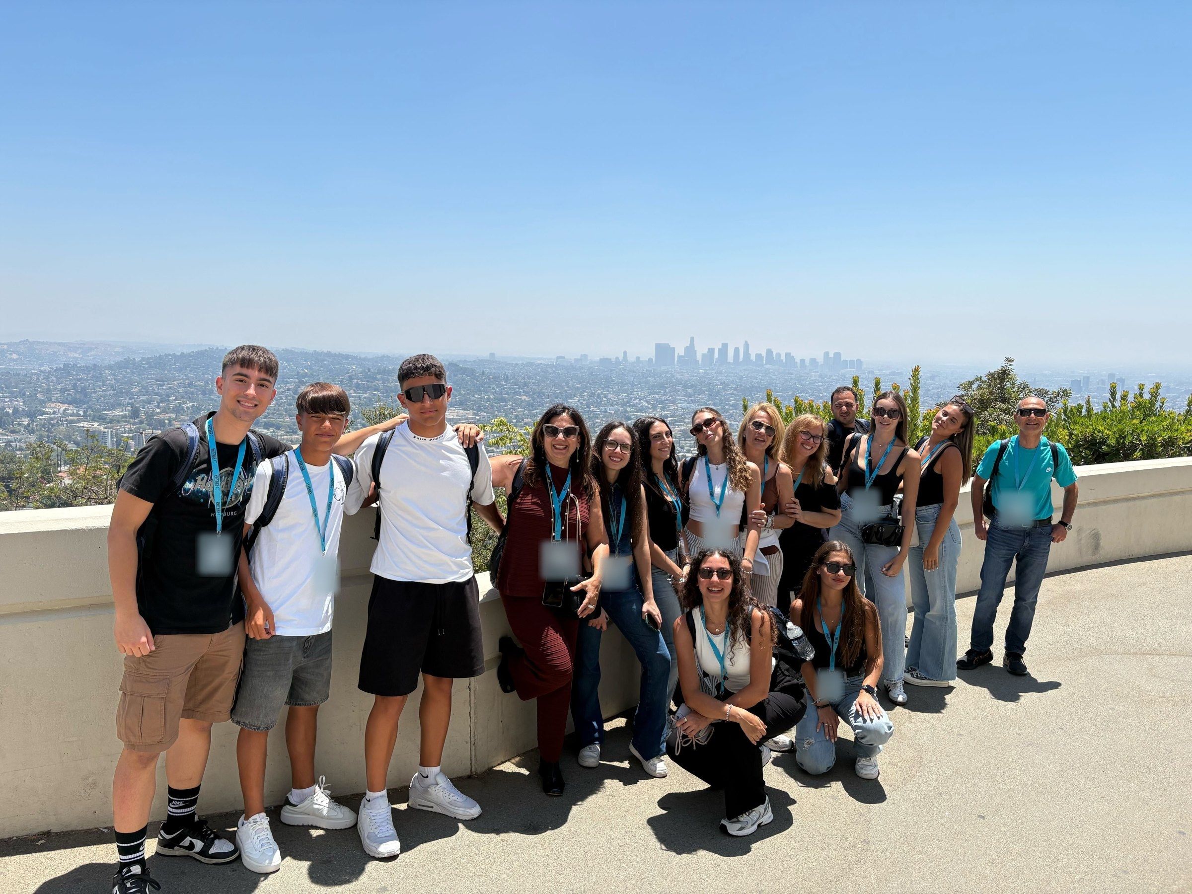 A YES USA group at Griffith Observatory with downtown Los Angeles behind