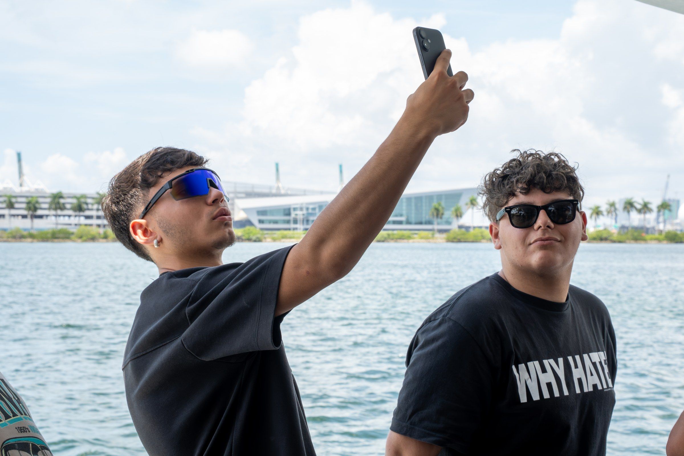 Two students taking a selfie on a boat in Miami