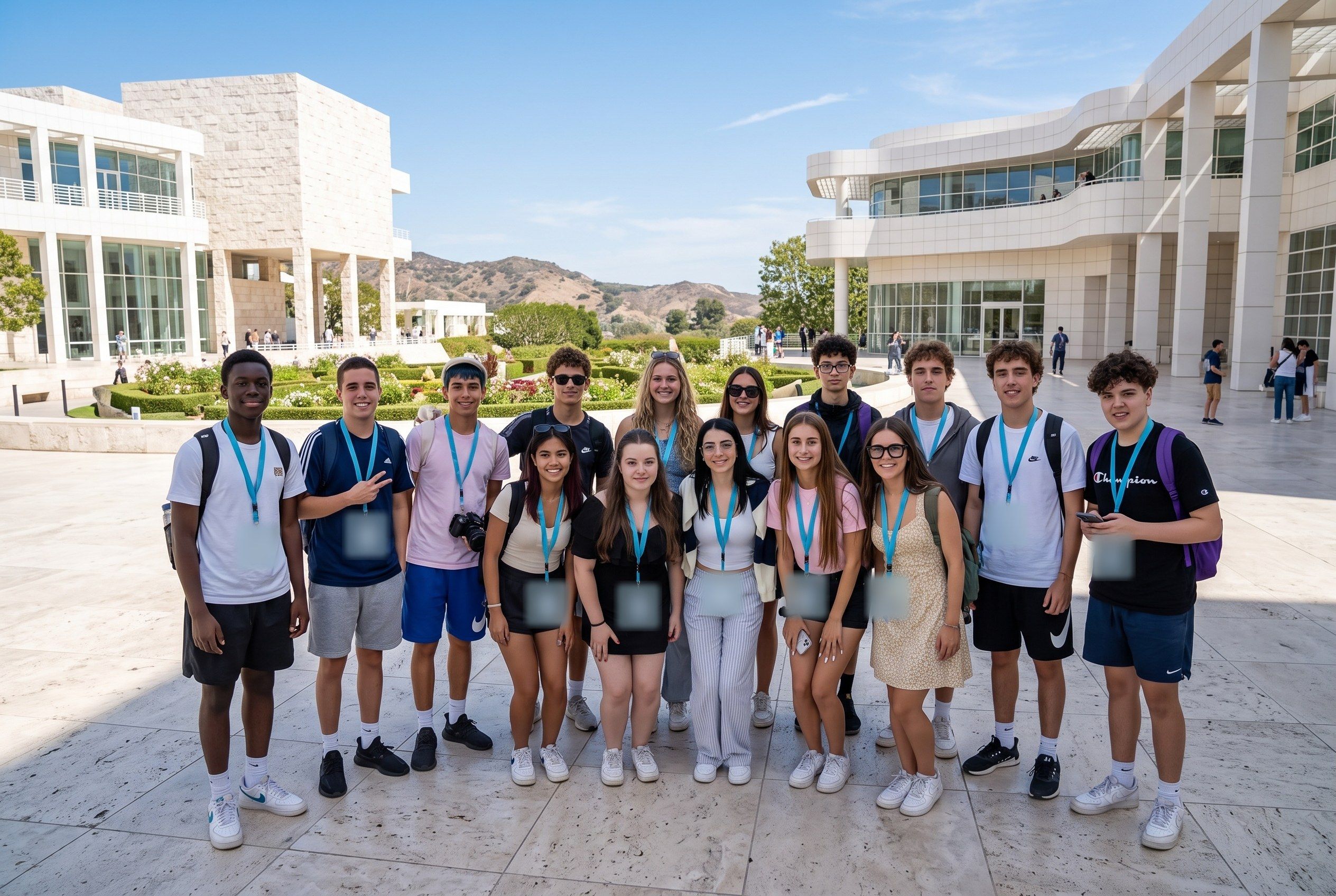 A YES USA group on the plaza of the Getty Center, Los Angeles