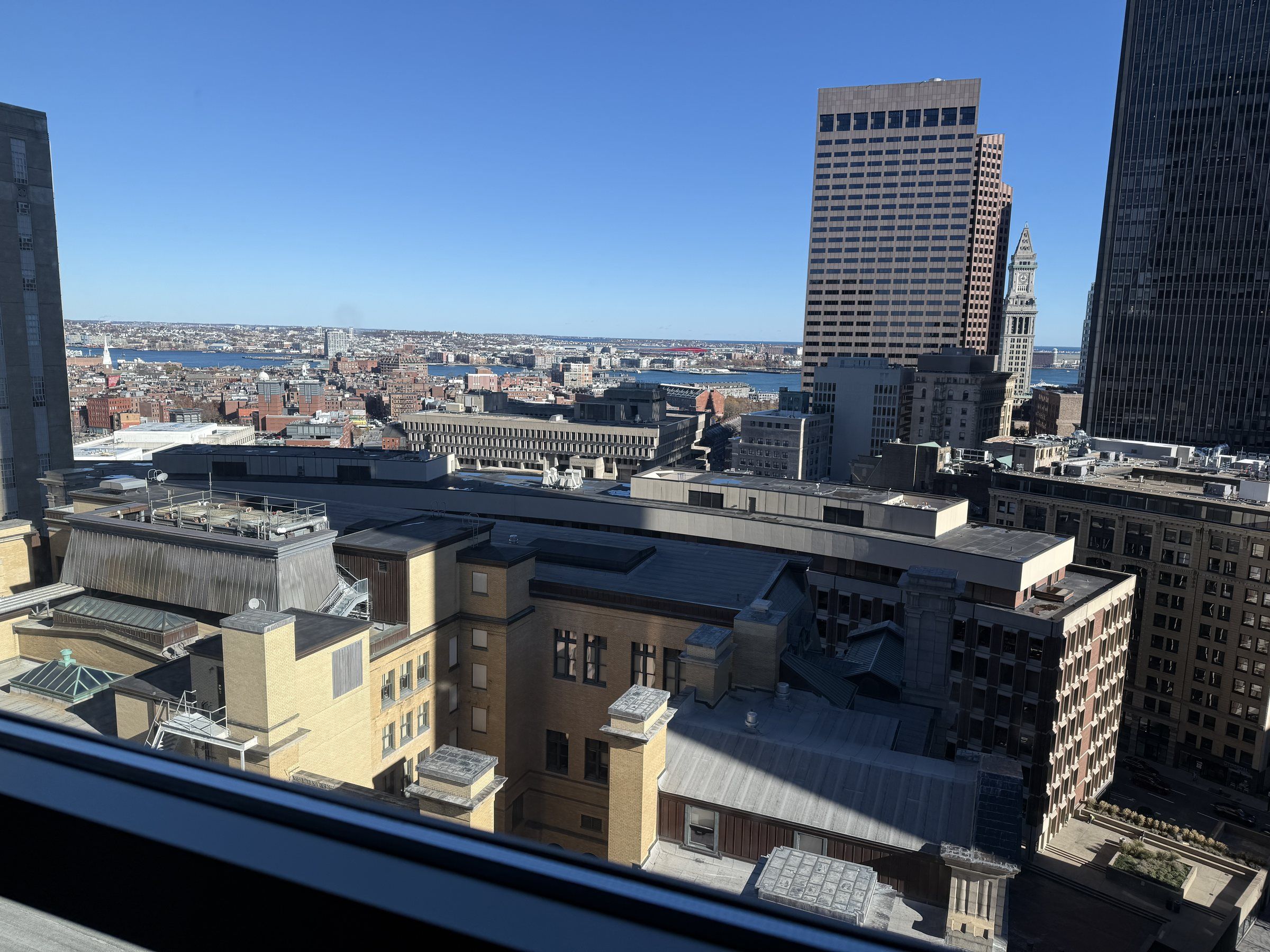 View from Miller Hall over downtown Boston and the harbour