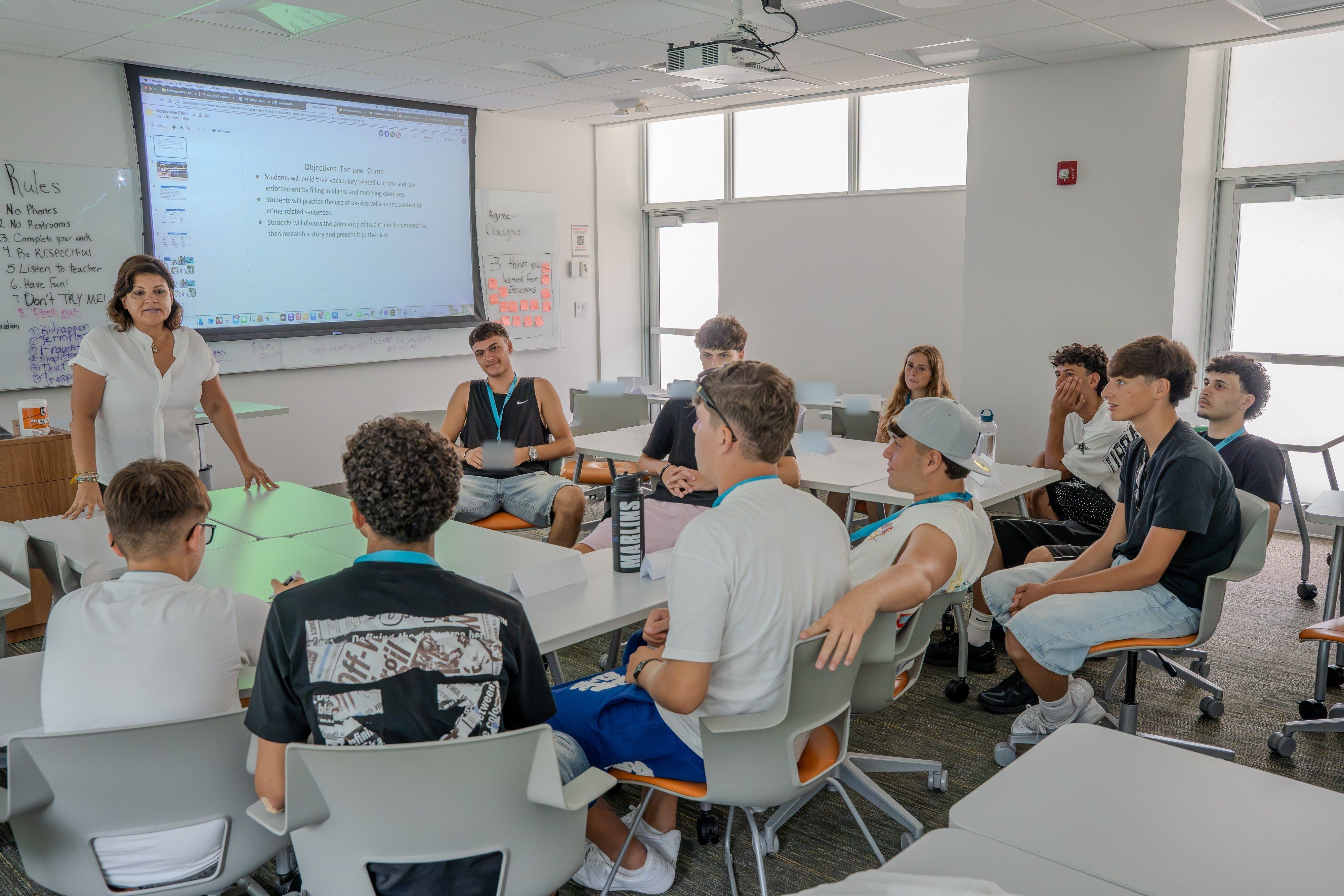 A YES USA teacher leading a General English lesson in a Miami classroom