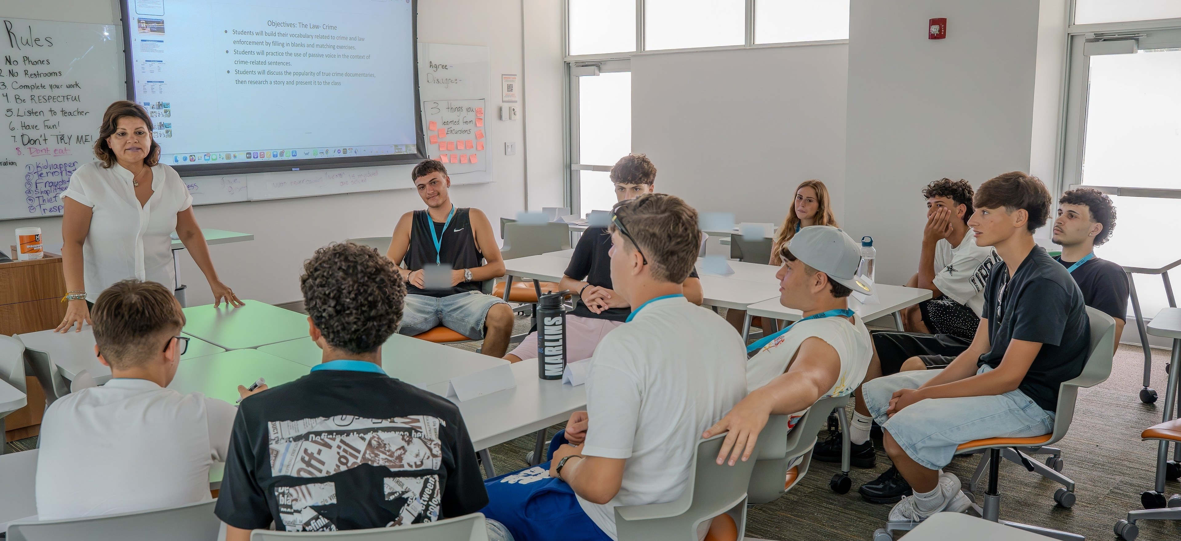 A YES USA teacher leading a General English lesson in a Miami classroom
