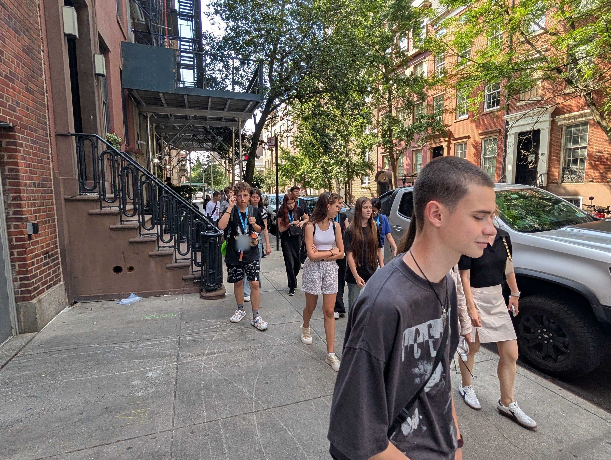 YES USA students walking through Greenwich Village, New York