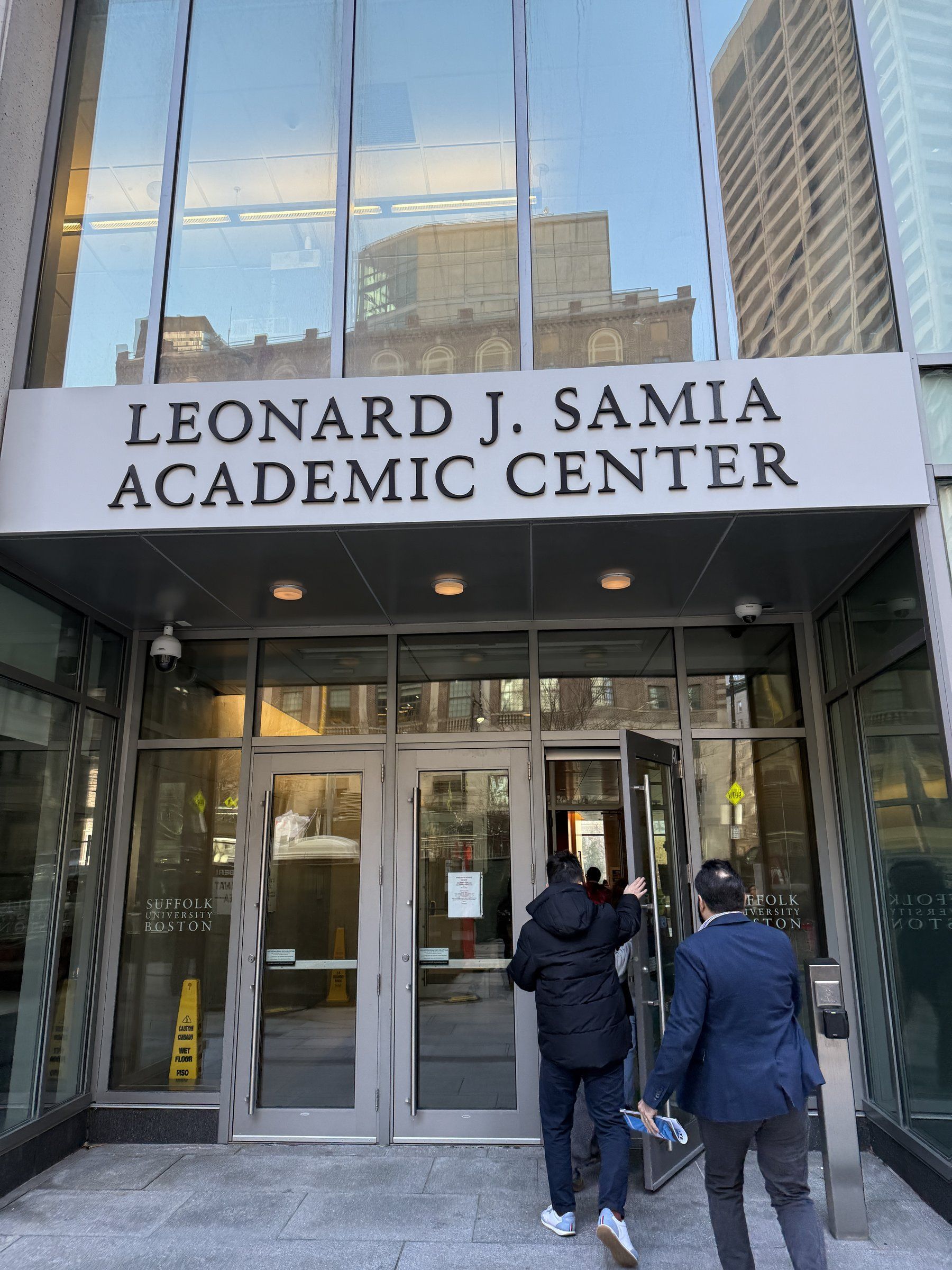 Entrance of Suffolk University's Leonard J. Samia Academic Center
