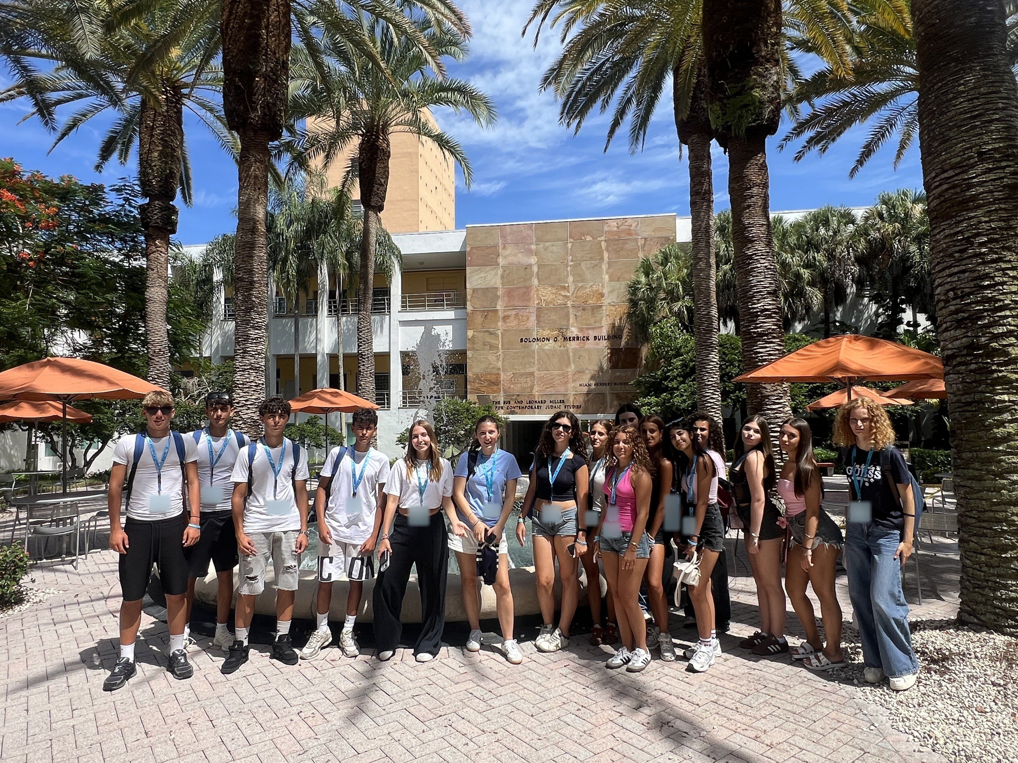 A YES USA group under the palms on the University of Miami campus