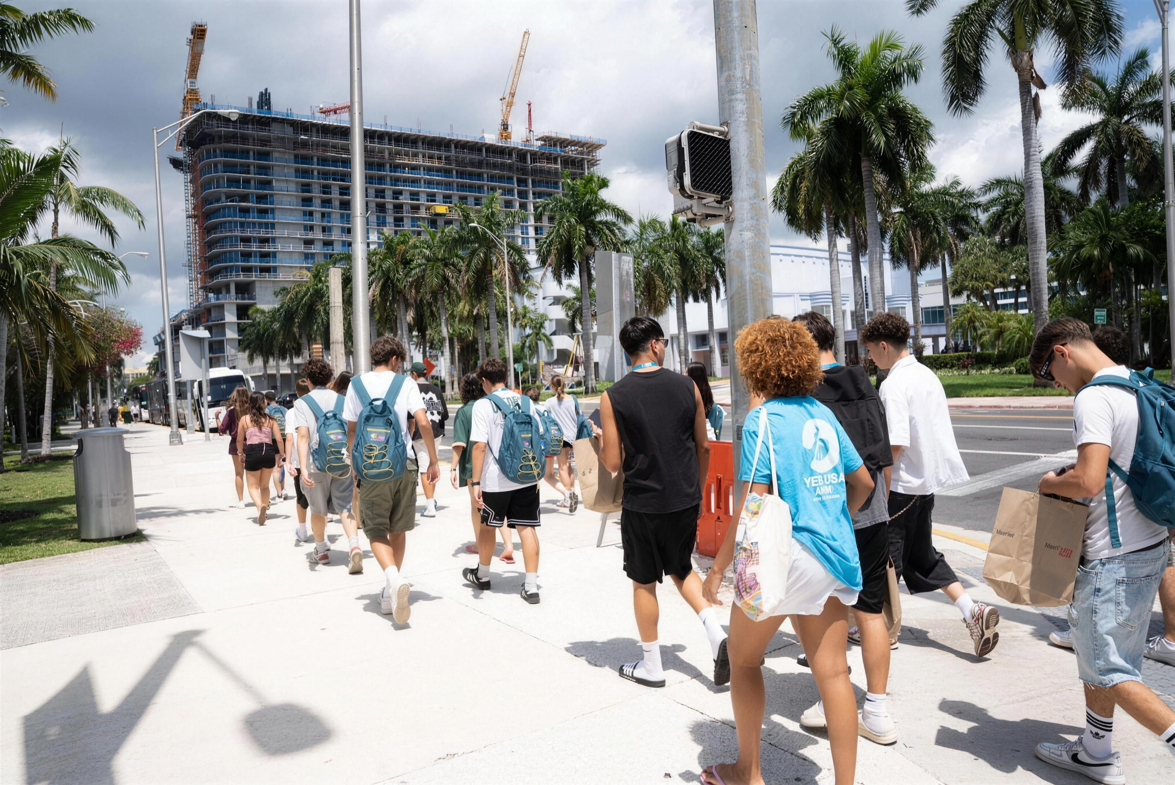 YES USA students walking in Miami