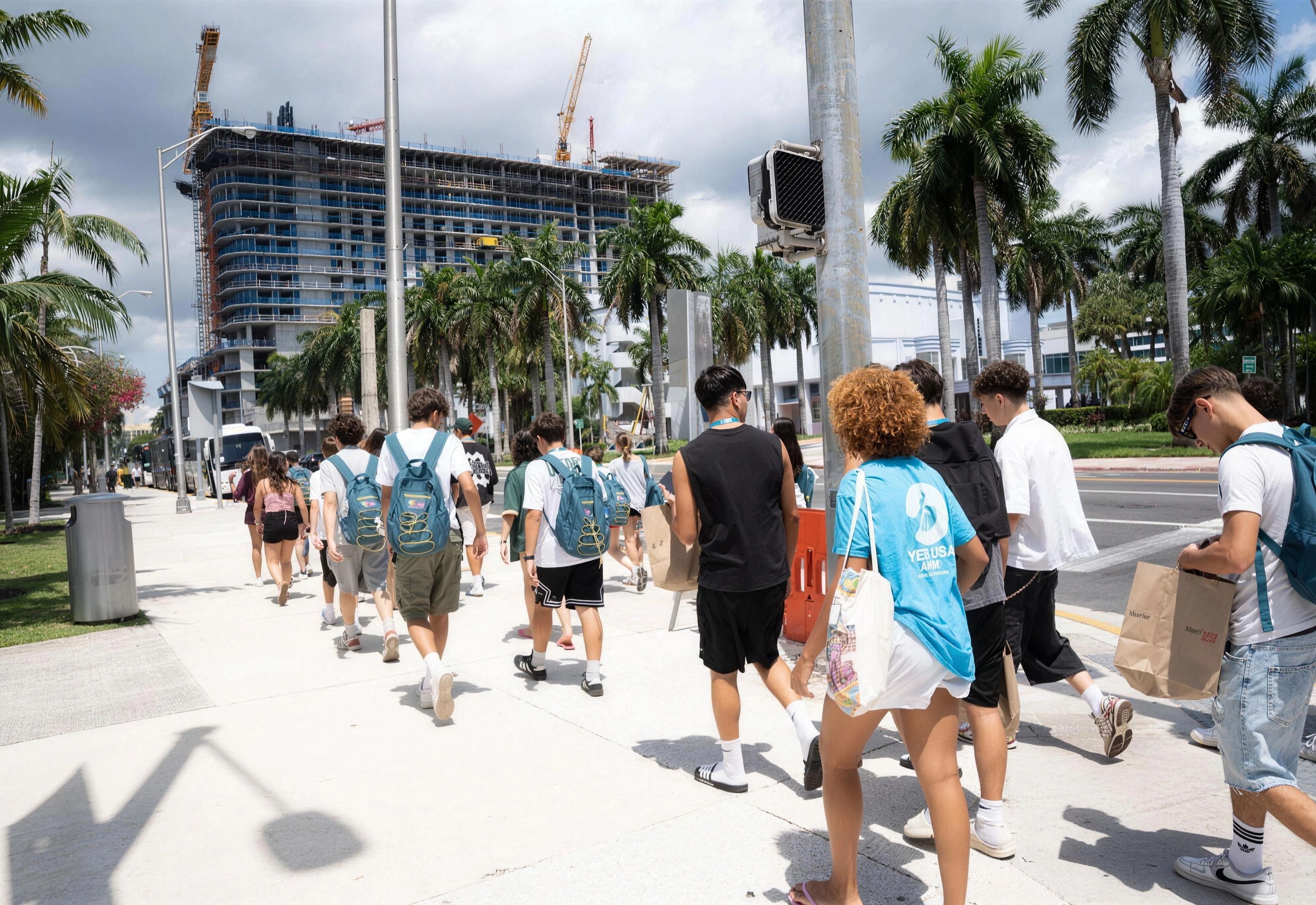 YES USA students walking in Miami