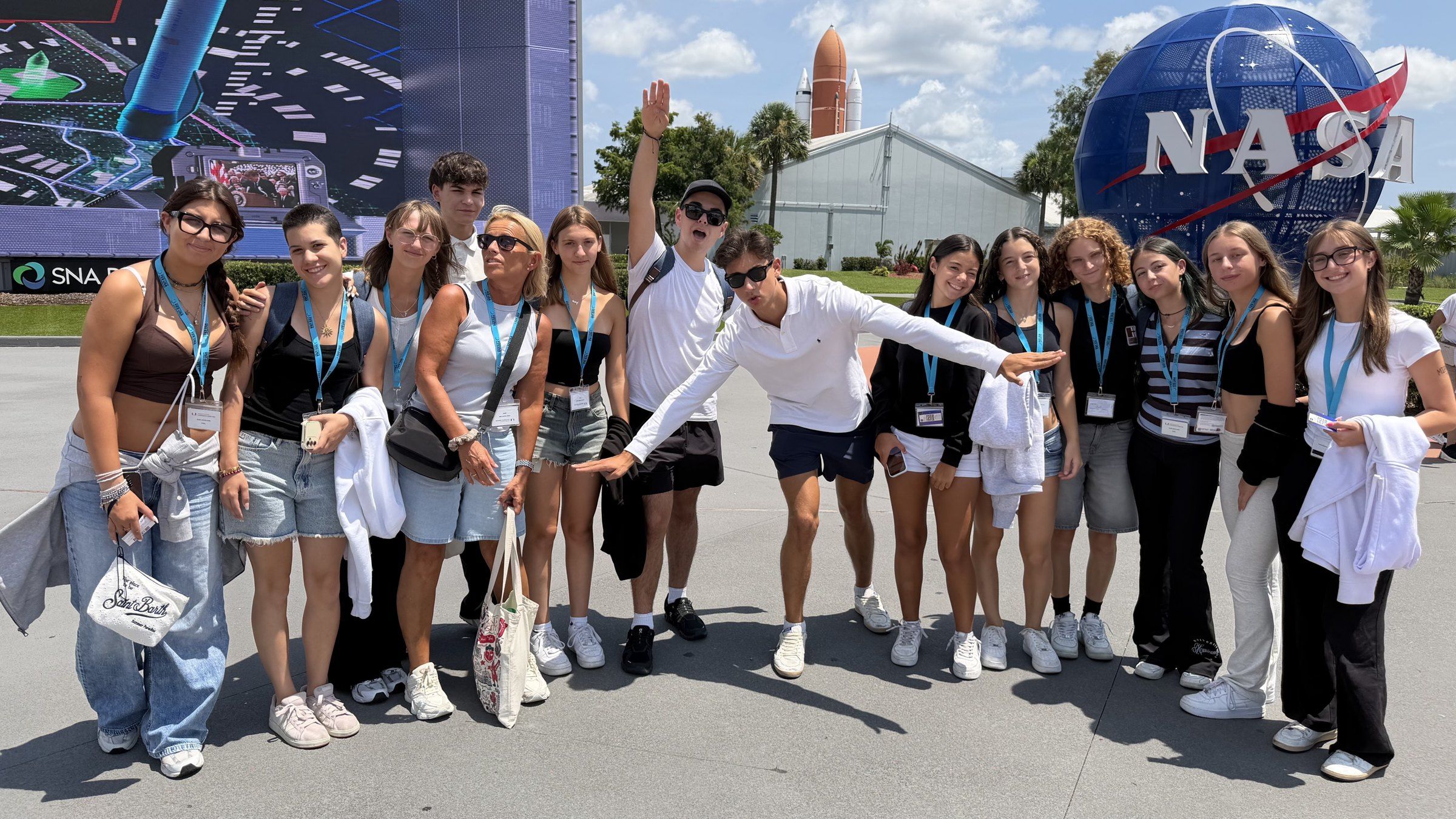YES USA students at the NASA globe, Kennedy Space Center